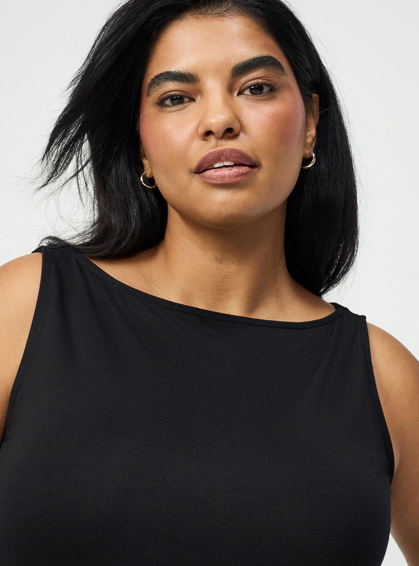 Super Soft Boat Neck Top, DEEP BLACK, alternate