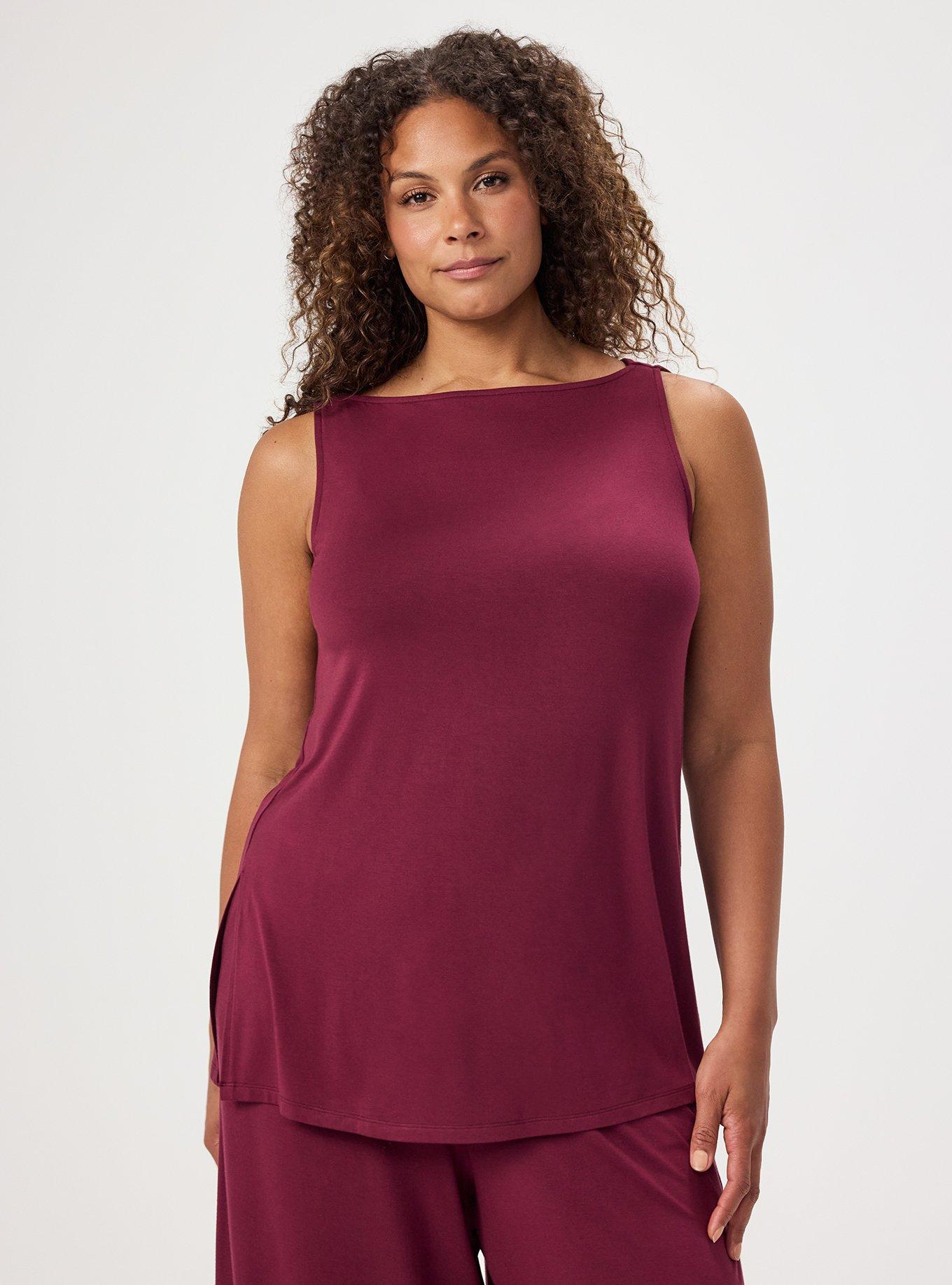 Super Soft Boat Neck Top, MAROON BANNER, hi-res