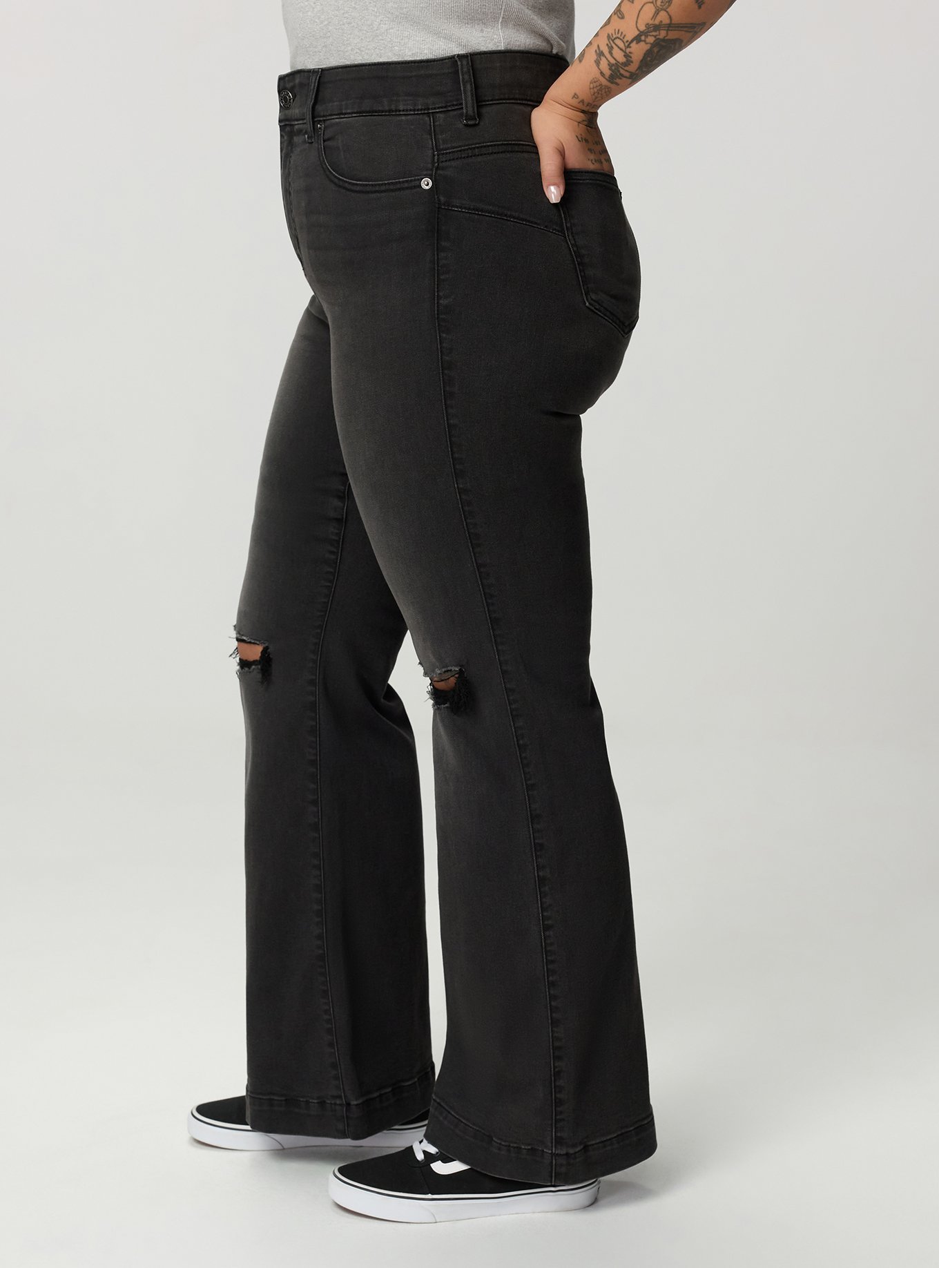 Bombshell High-Rise Super Flare Jean, BLACK MOON, alternate