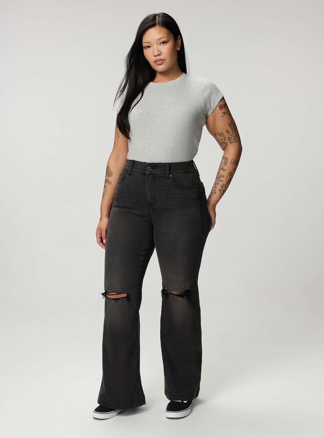 Bombshell High-Rise Super Flare Jean, BLACK MOON, hi-res