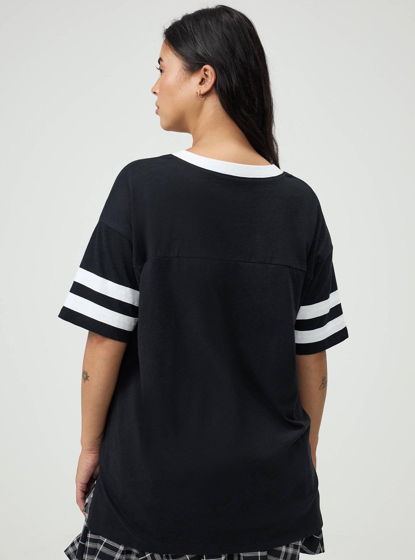 Plus Size Heritage Slub Varsity V-Neck Relaxed Tee, DEEP BLACK, alternate