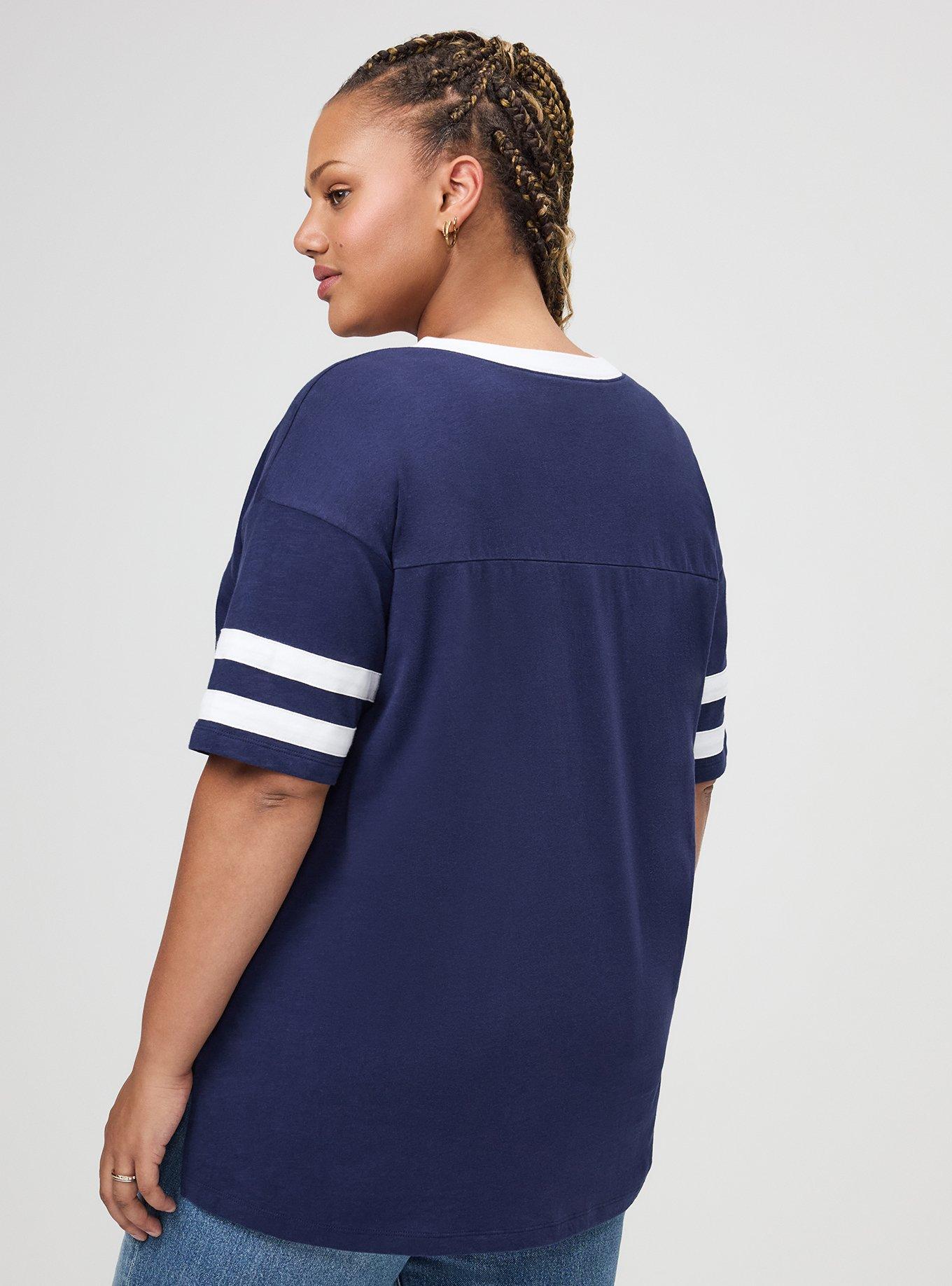 Heritage Slub Varsity V-Neck Relaxed Tee, PEACOAT, alternate