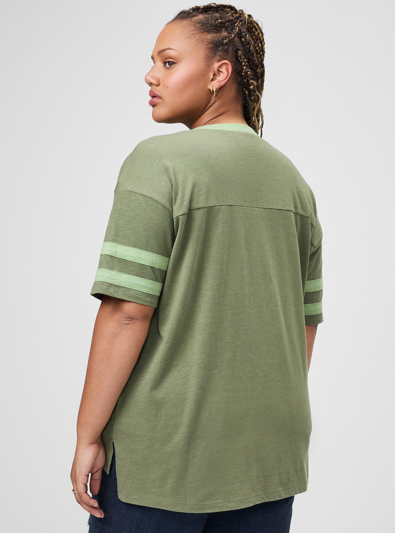 Heritage Slub Varsity V-Neck Relaxed Tee, OLIVINE, alternate