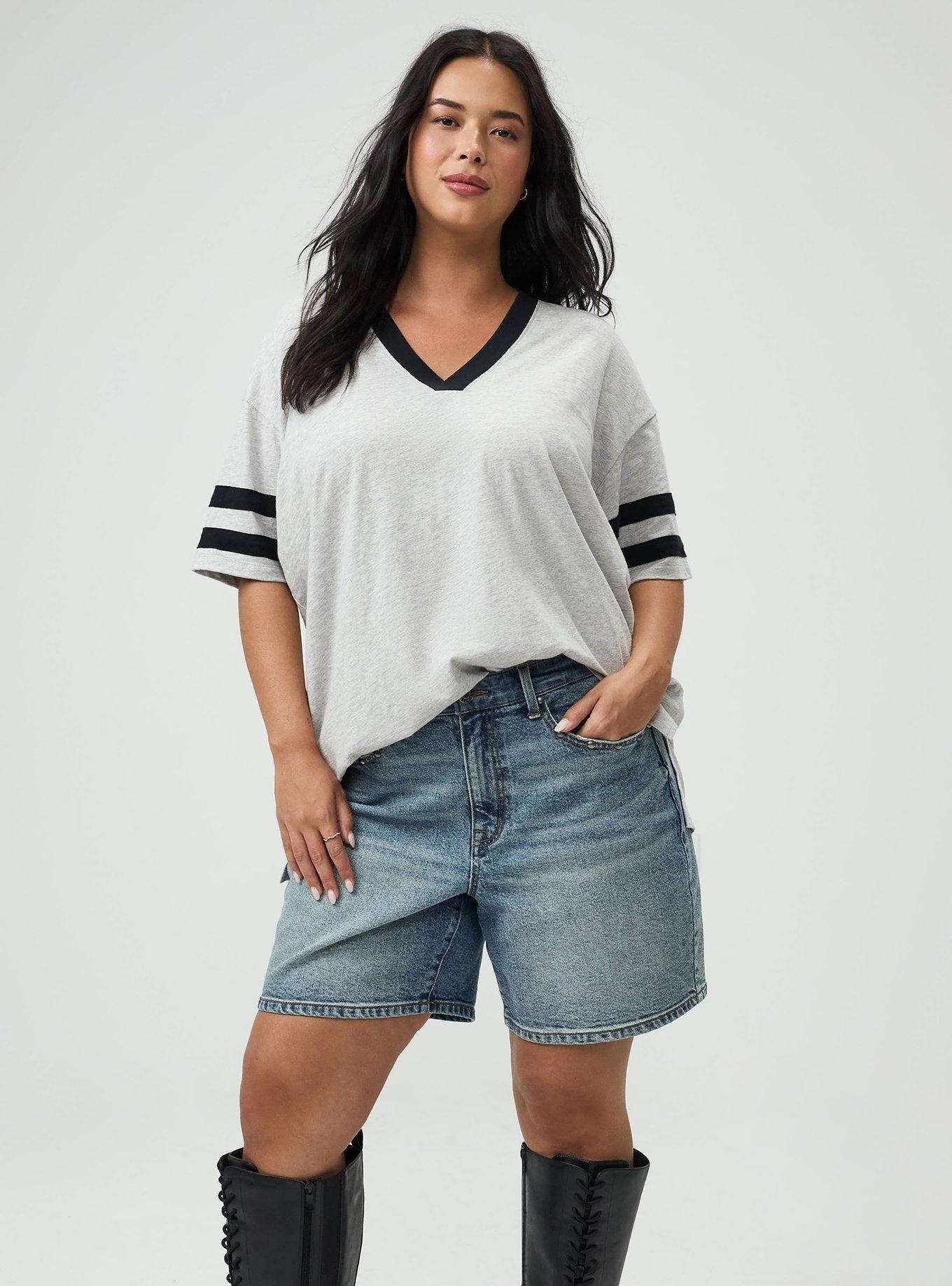 Heritage Slub Varsity V-Neck Relaxed Tee, LIGHTEST HEATHER GREY, alternate