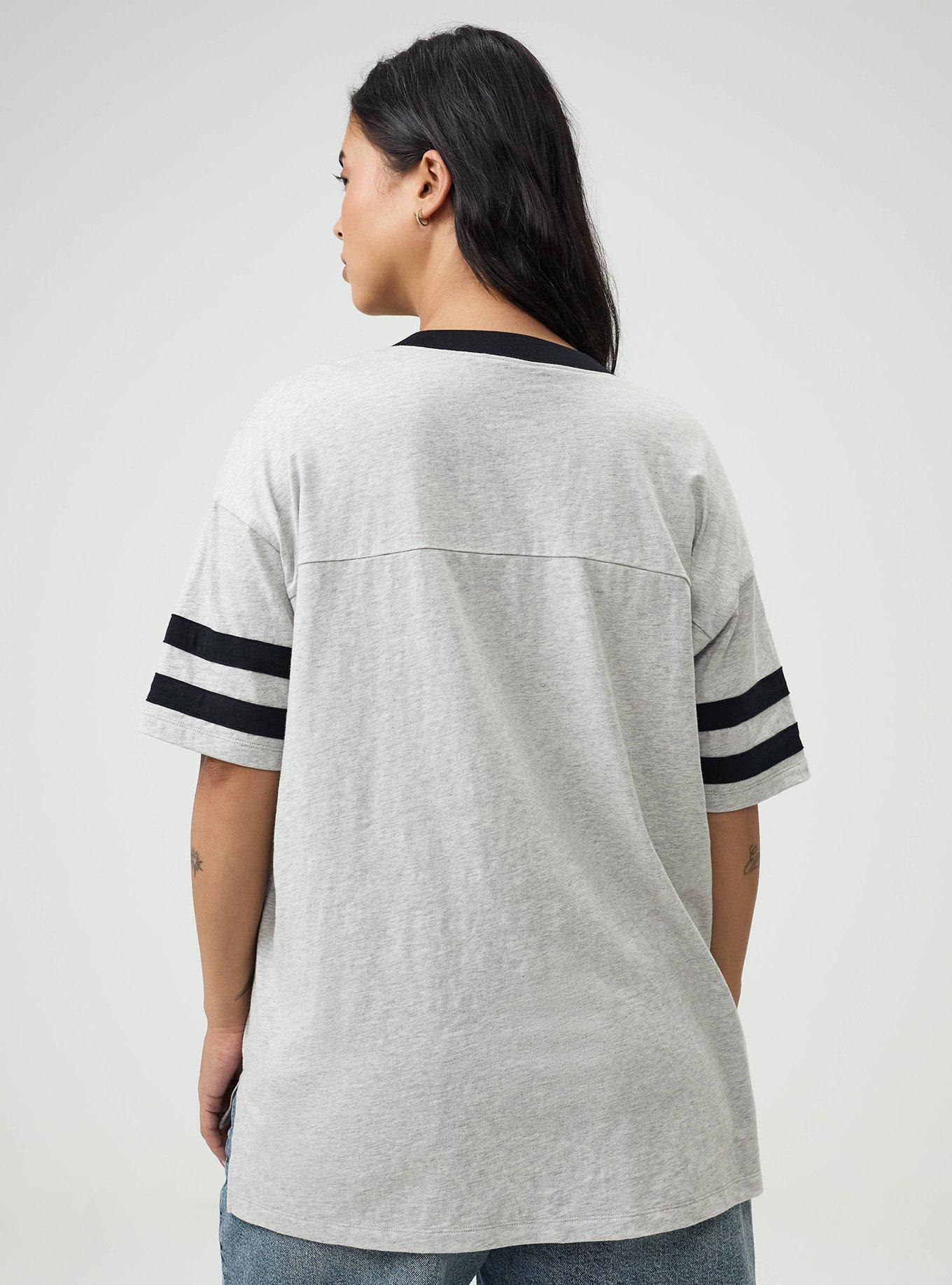 Heritage Slub Varsity V-Neck Relaxed Tee, LIGHTEST HEATHER GREY, alternate