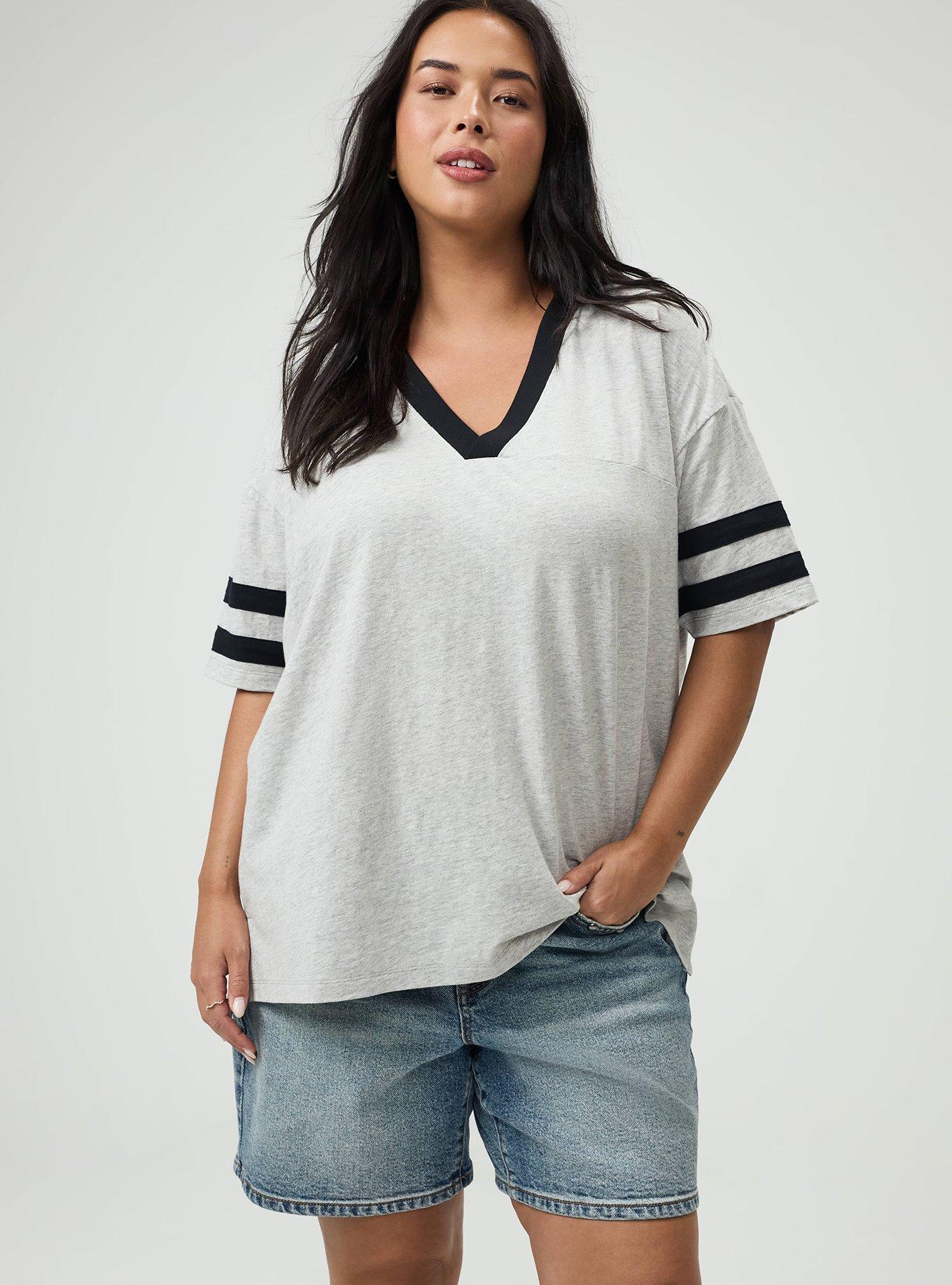 Heritage Slub Varsity V-Neck Relaxed Tee, LIGHTEST HEATHER GREY, alternate