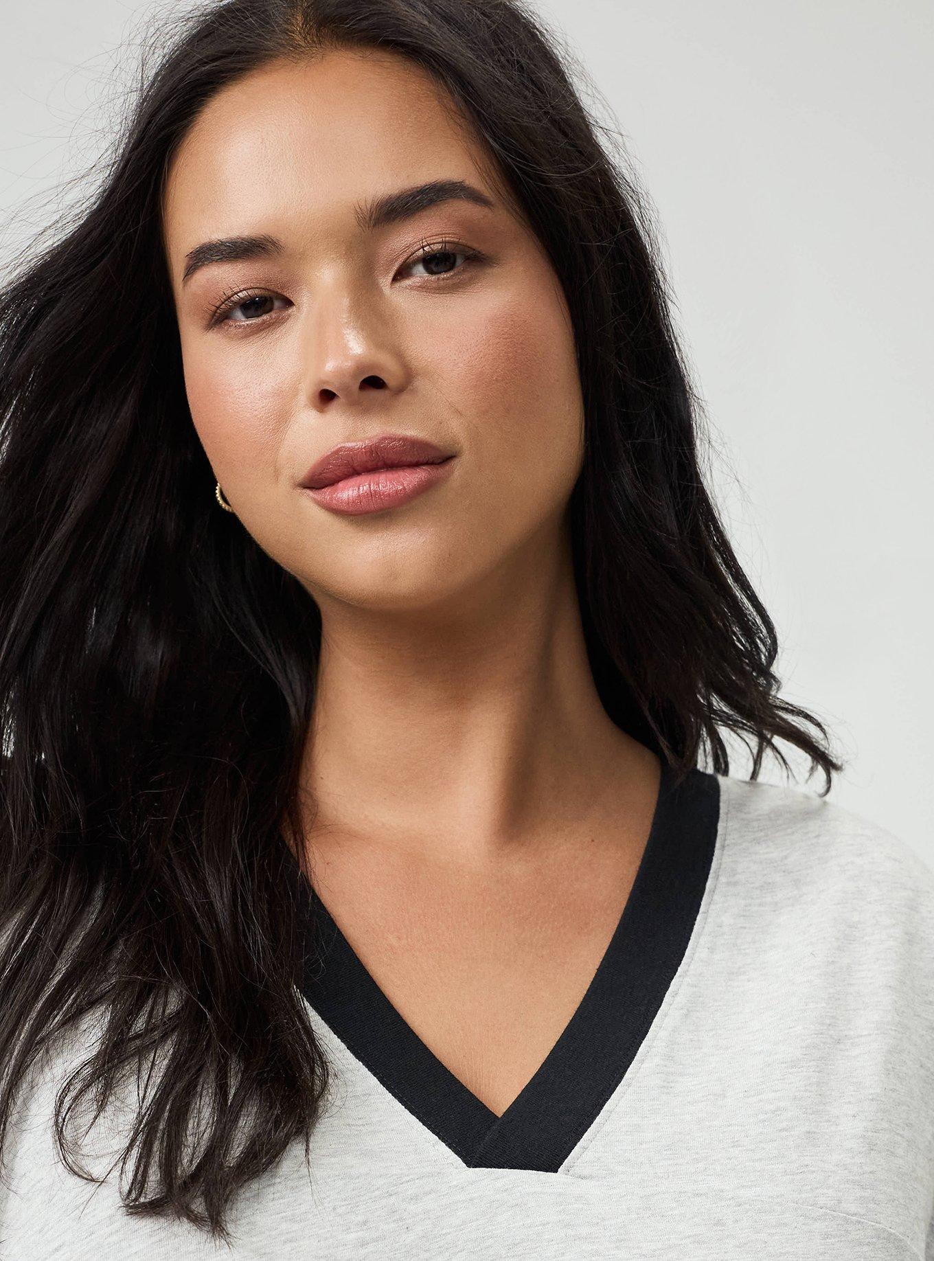 Heritage Slub Varsity V-Neck Relaxed Tee, LIGHTEST HEATHER GREY, alternate