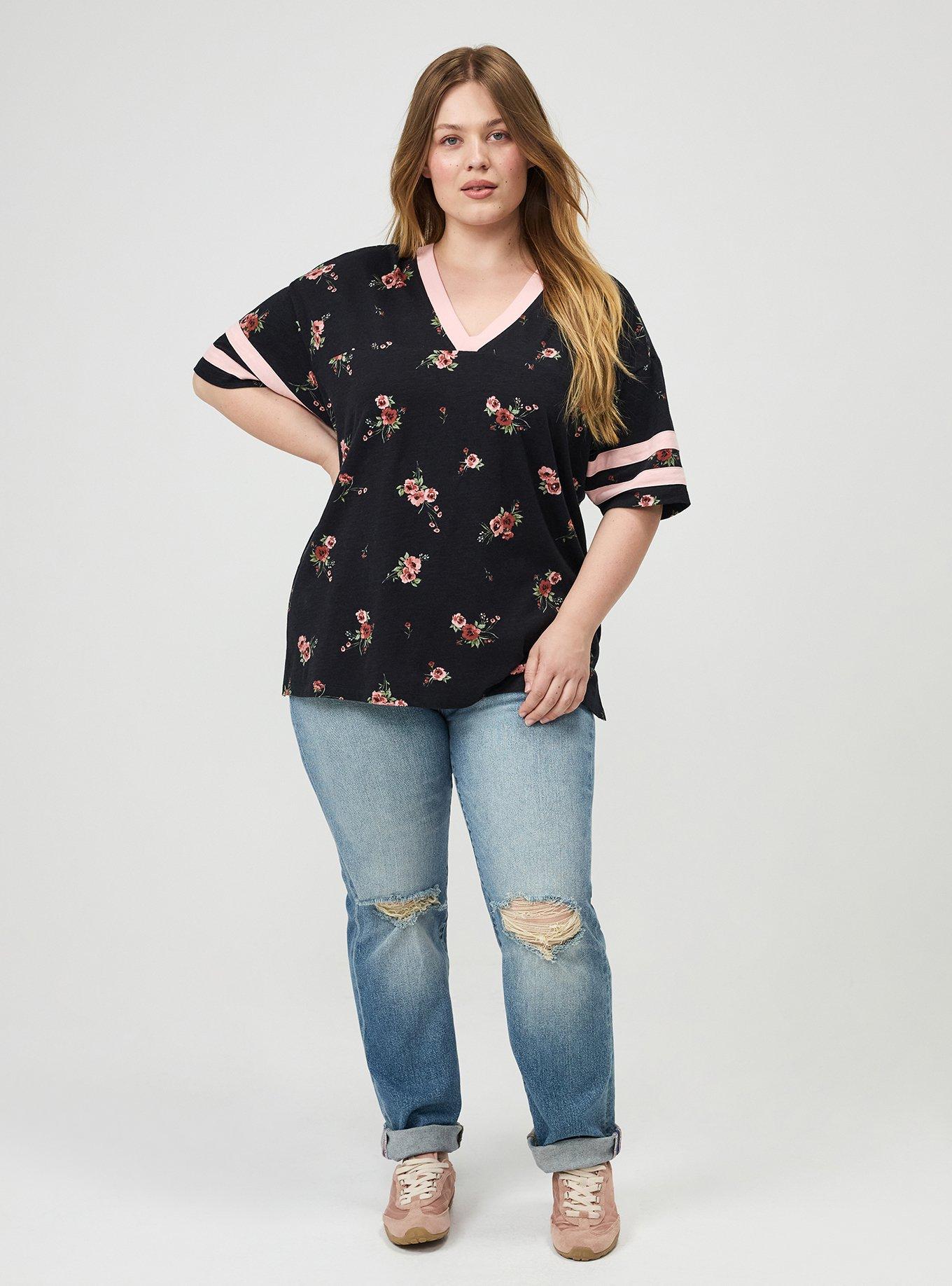 Heritage Slub Varsity V-Neck Relaxed Tee, PENNY PORTUGAL BLACK, alternate