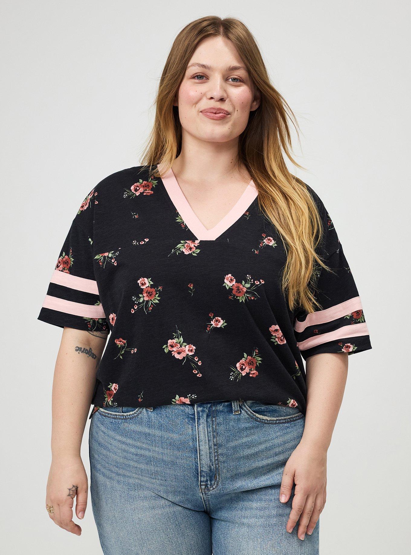 Heritage Slub Varsity V-Neck Relaxed Tee, PENNY PORTUGAL BLACK, alternate