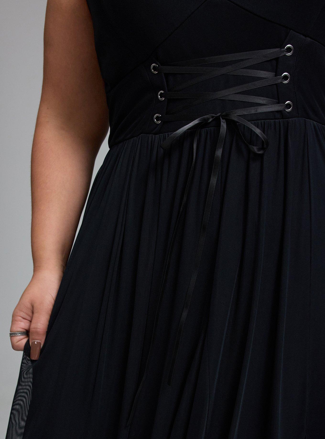 Plus Size Nightfall Layered Corset Maxi Dress, DEEP BLACK, alternate