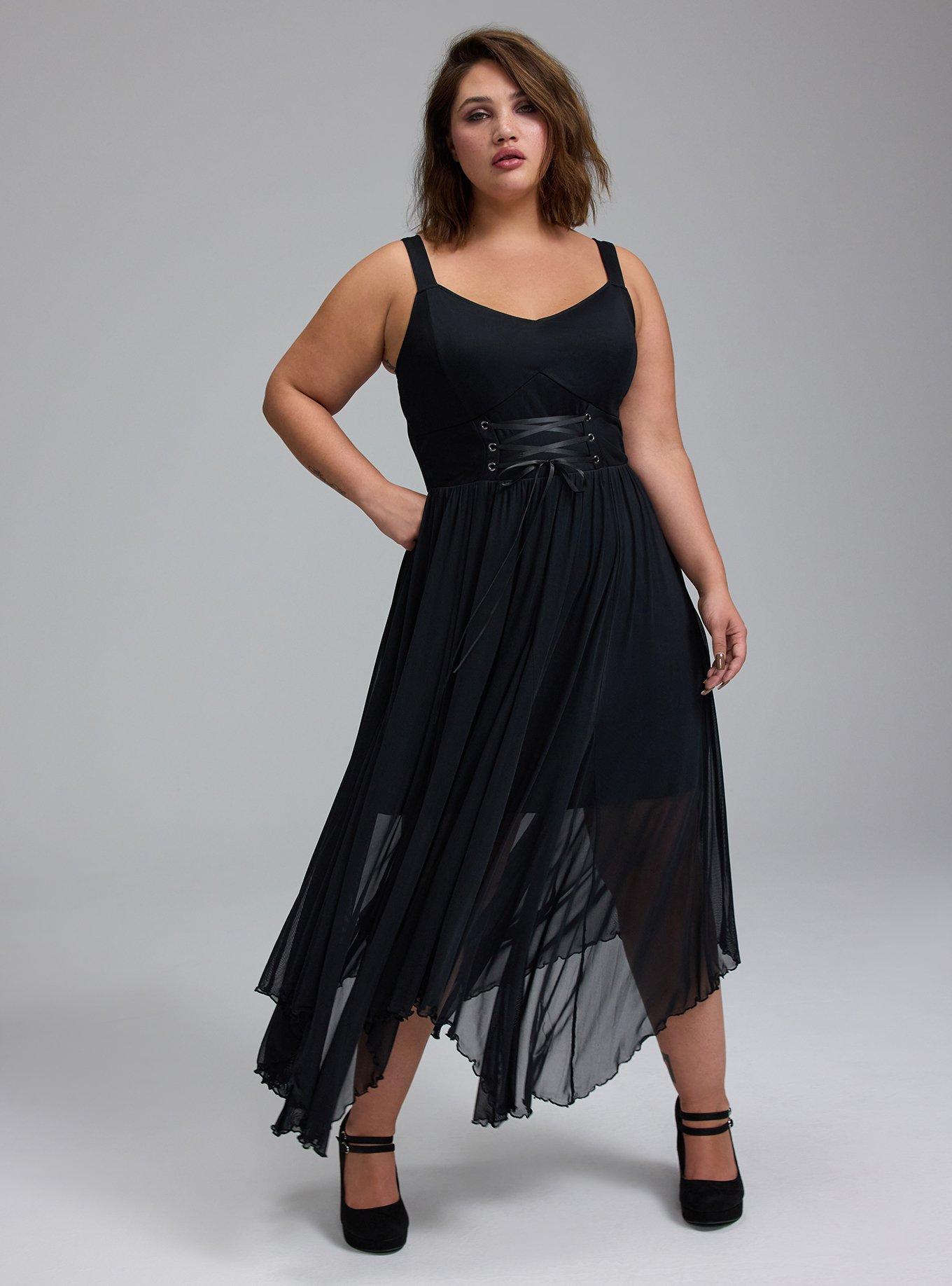 torrid clothing dresses Torrid Womens Midi Smocked Neck Dress Patchwork Peasant Boho Plus 1X  Pockets
