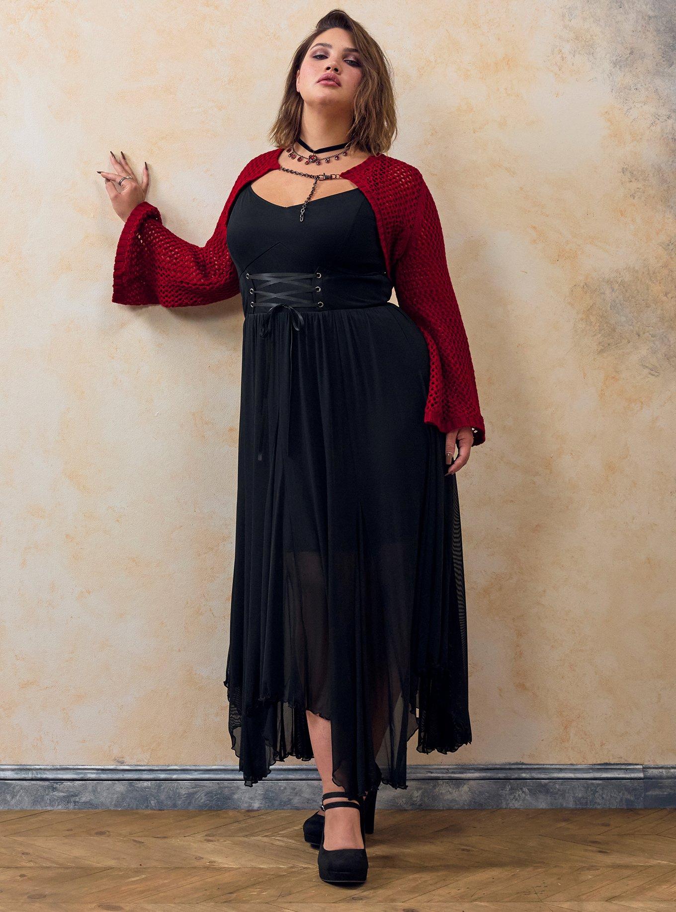 Nightfall Layered Corset Maxi Dress, DEEP BLACK, hi-res