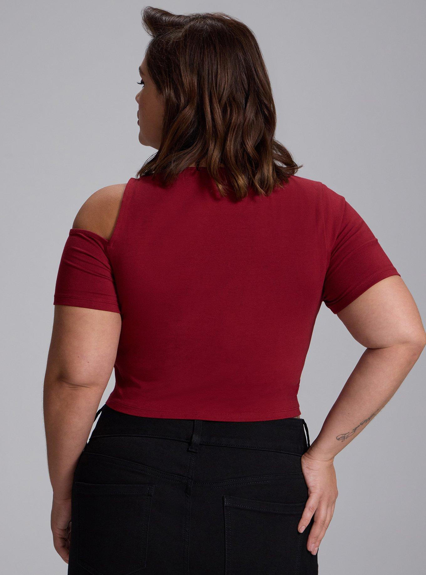 Nightfall Slash Crop Tee with Clasps, Sun Dried Tomato, alternate