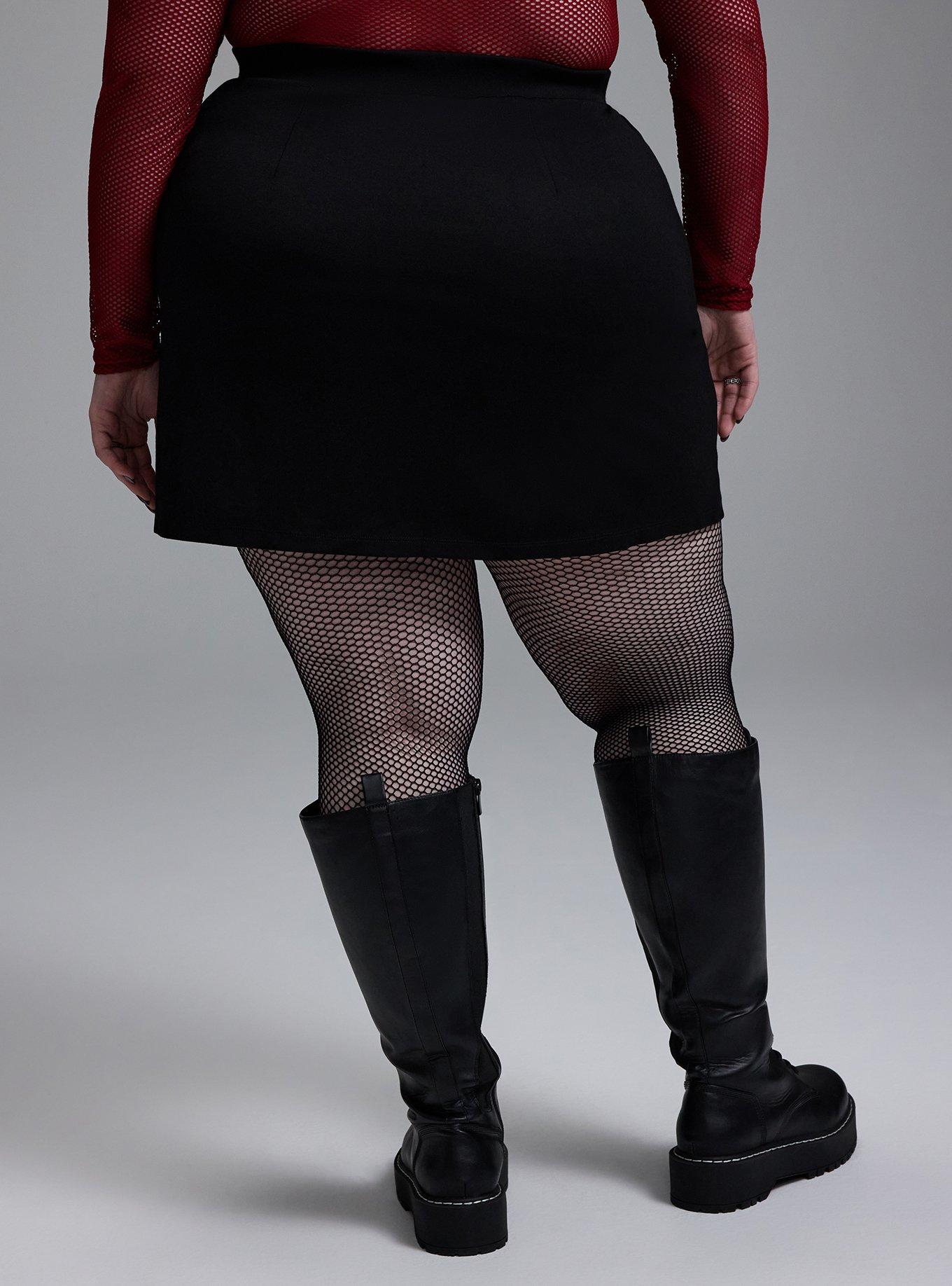 Nightfall Buckle Slit Mini Skirt, DEEP BLACK, alternate