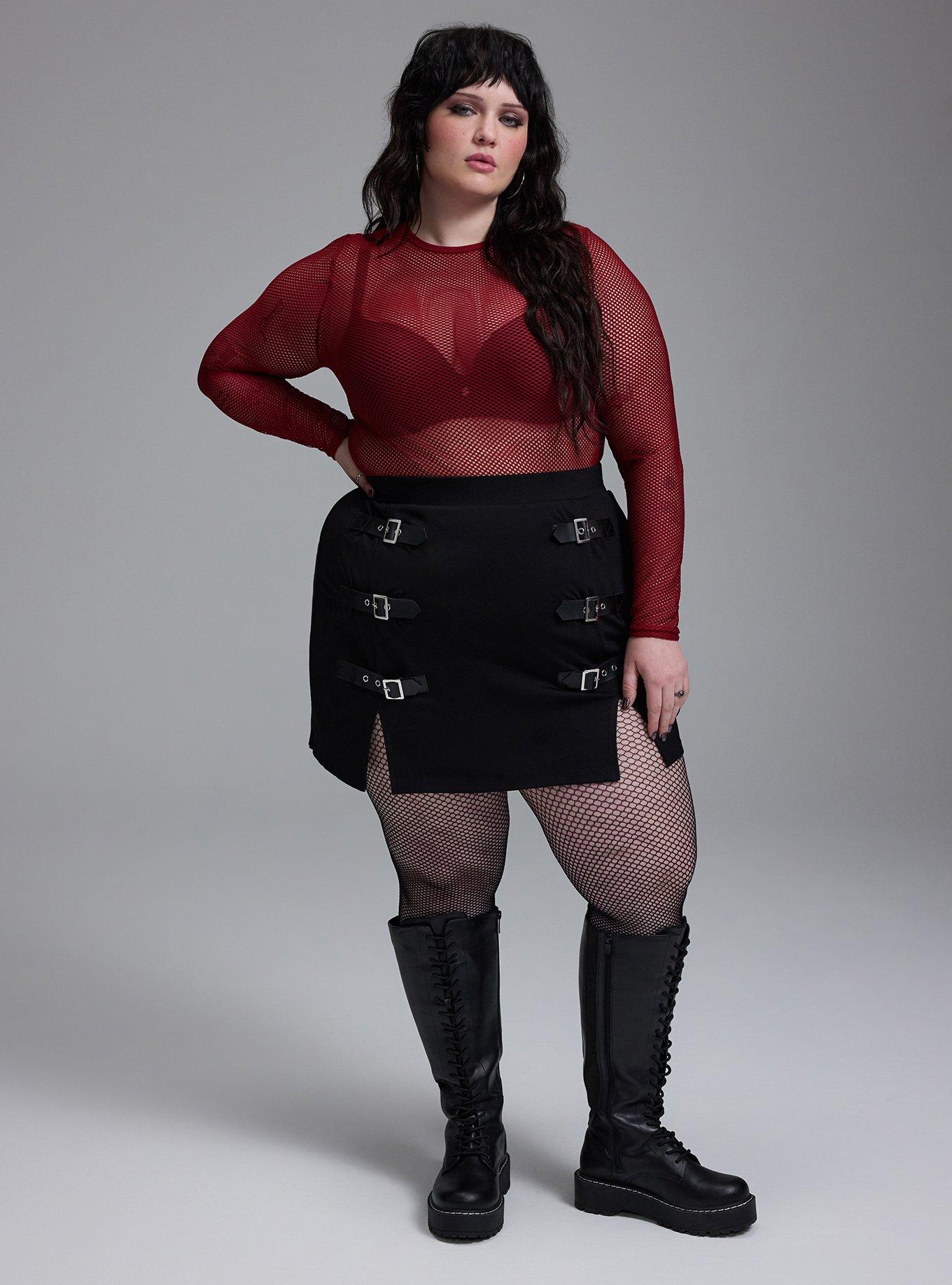 Nightfall Buckle Slit Mini Skirt, DEEP BLACK, hi-res