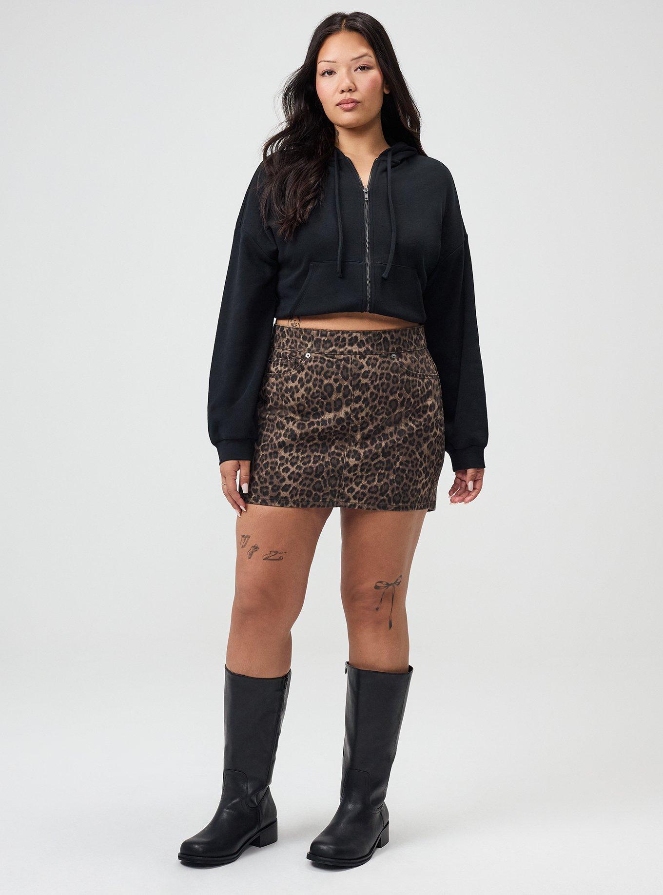 Bombshell High-Rise Denim Skort, FIFTIES LEOPARD BROWN, hi-res