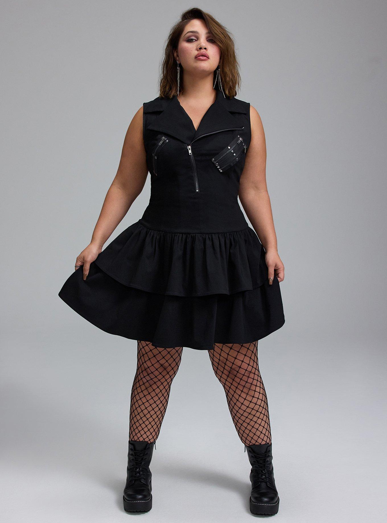 Nightfall Drop Waist Zipper Mini Dress, DEEP BLACK, alternate