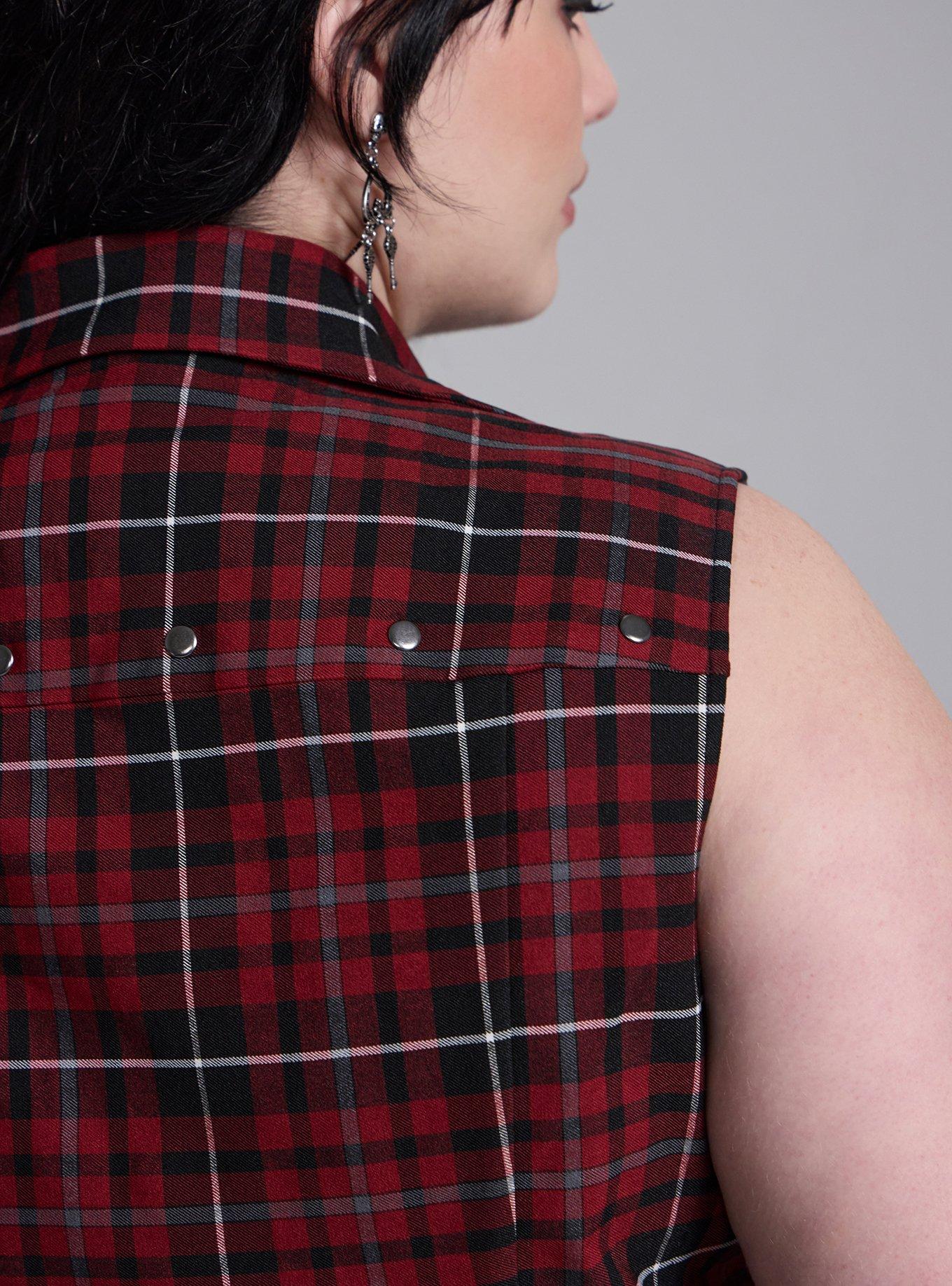 Nightfall Drop Waist Zipper Mini Dress, COVEN PLAID RED, alternate