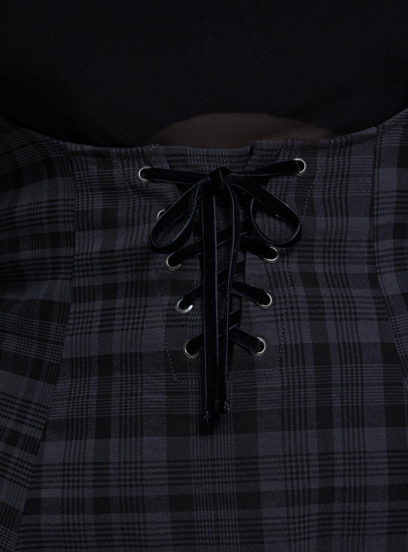 Nightfall Lace-Up Pinafore Mini Dress, ASTRAL PLAID PHANTOM BLACK, alternate