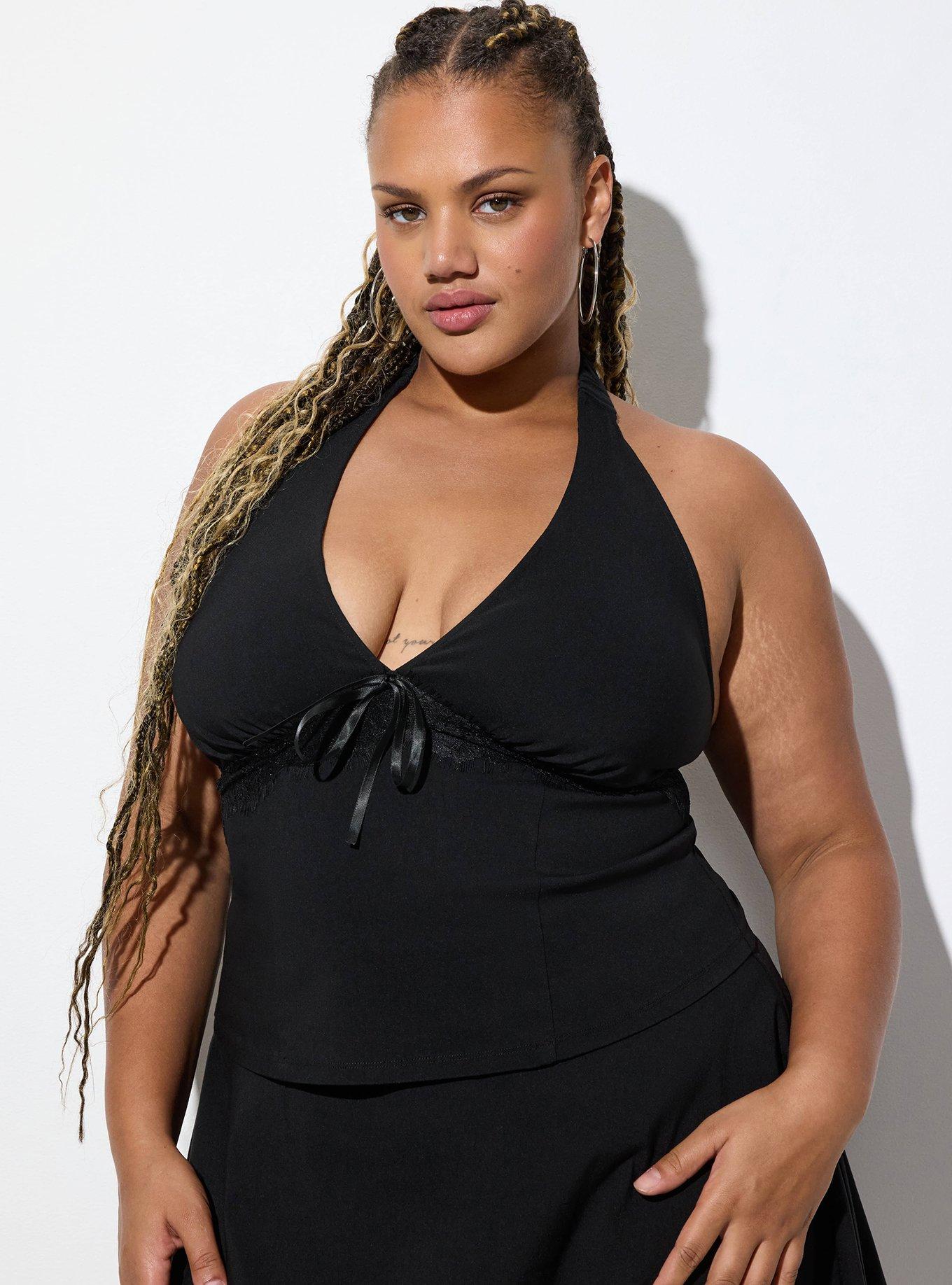 Plus Size - LoveSick Lace Trim Halter Top - Torrid