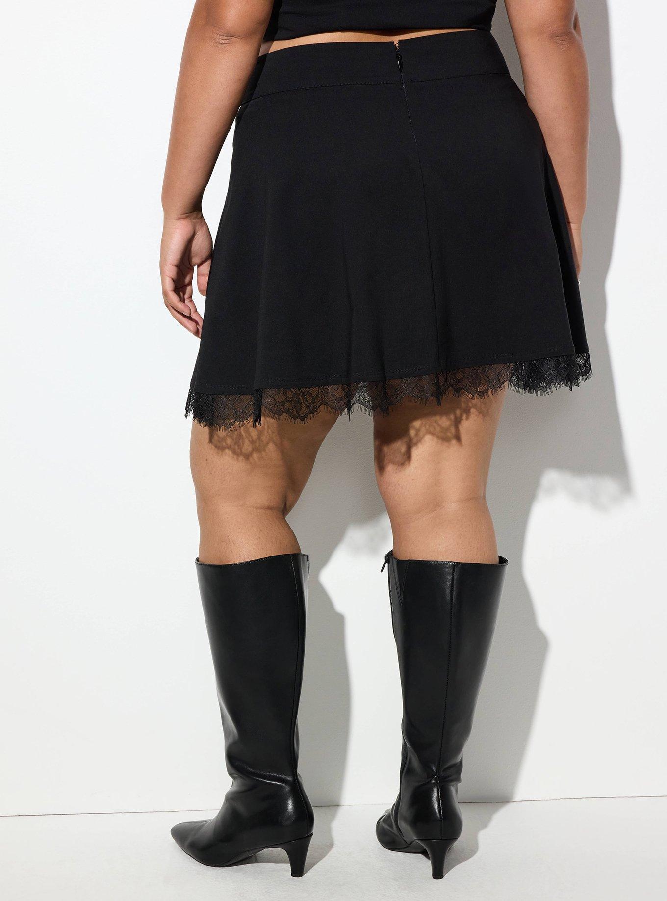 LoveSick Lace Trim Mini Skort, DEEP BLACK, alternate