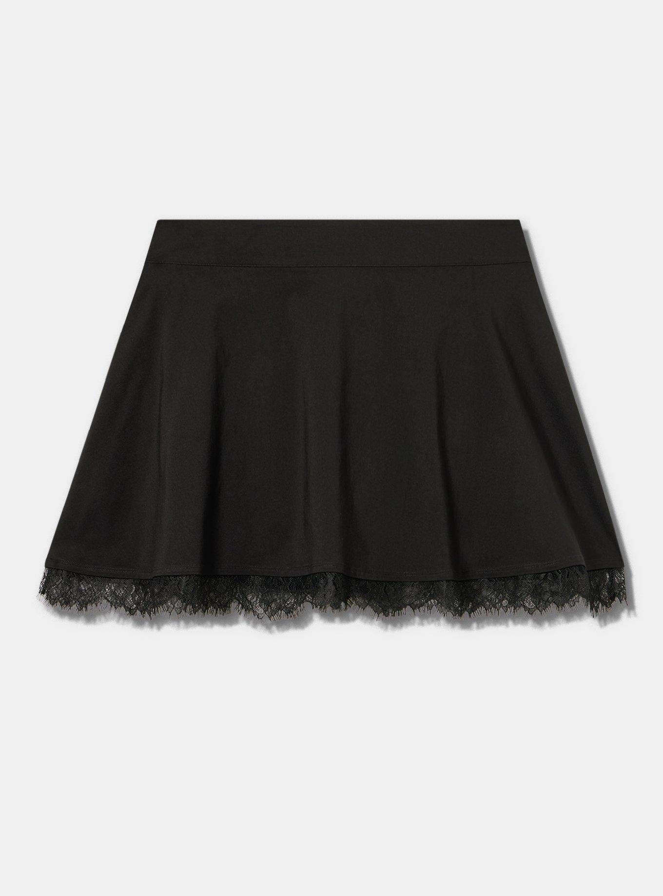 LoveSick Lace Trim Mini Skort, DEEP BLACK, flat