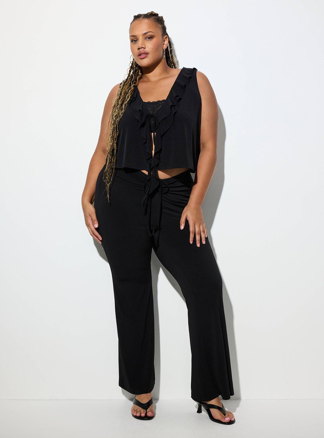 LoveSick Ruffle Front Flyaway Top, DEEP BLACK, alternate