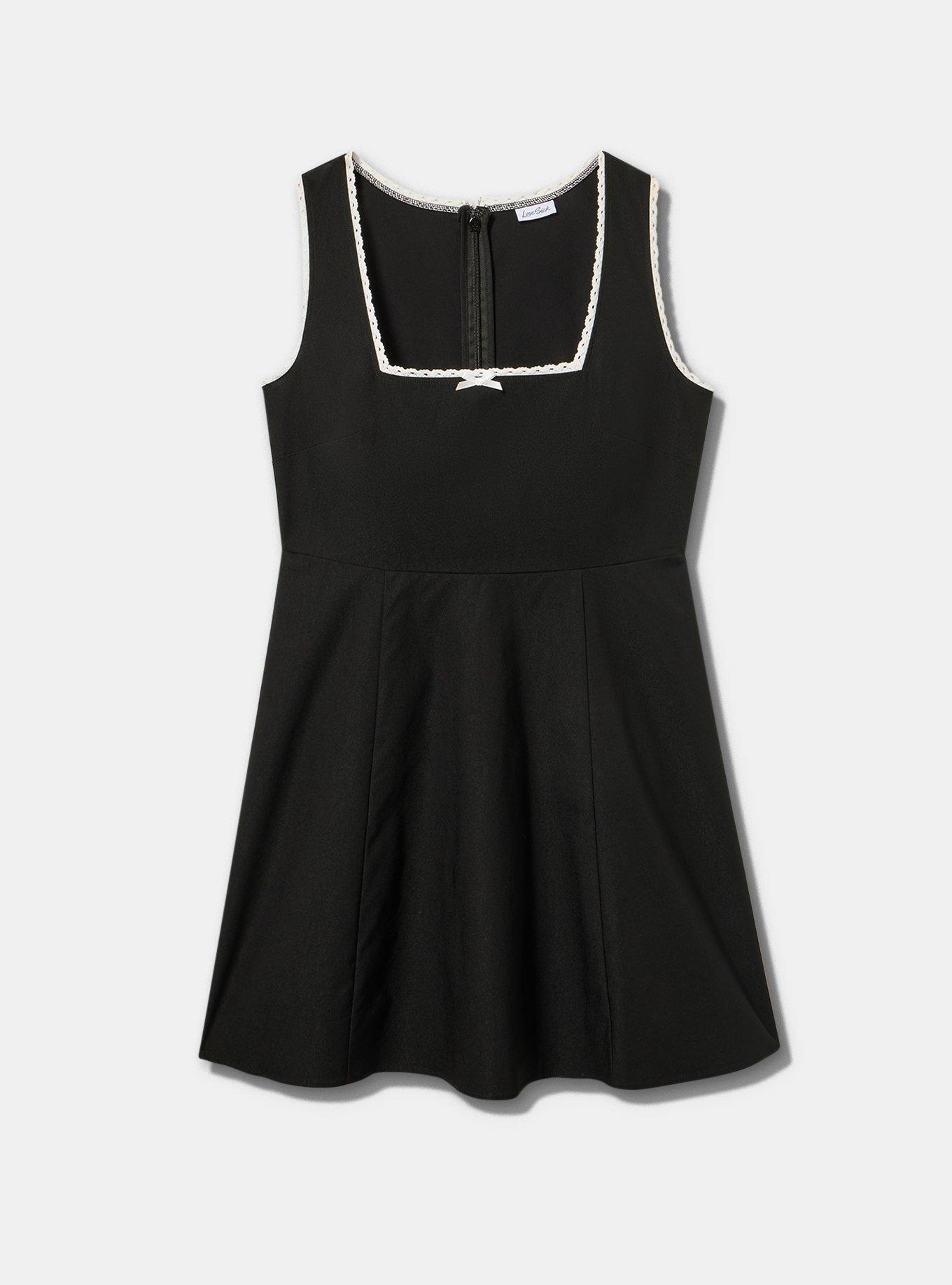 LoveSick Square Neck Empire Mini Dress, DEEP BLACK, flat