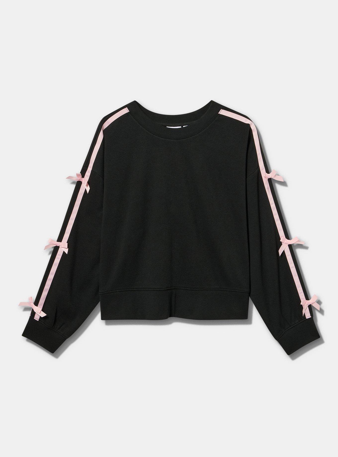 LoveSick Cropped Bow Sweatshirt, DEEP BLACK, flat
