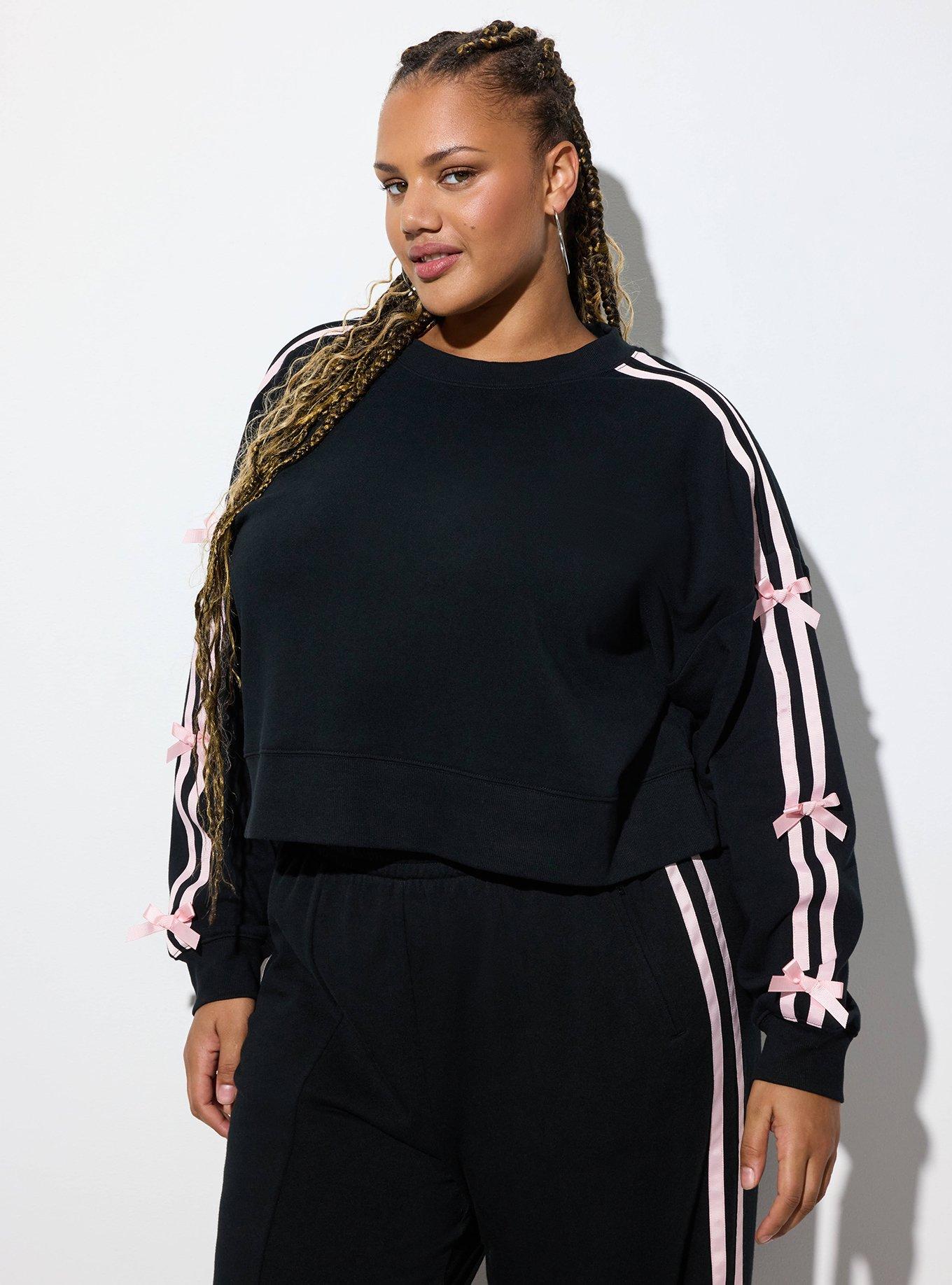 LoveSick Cropped Bow Sweatshirt, DEEP BLACK, hi-res