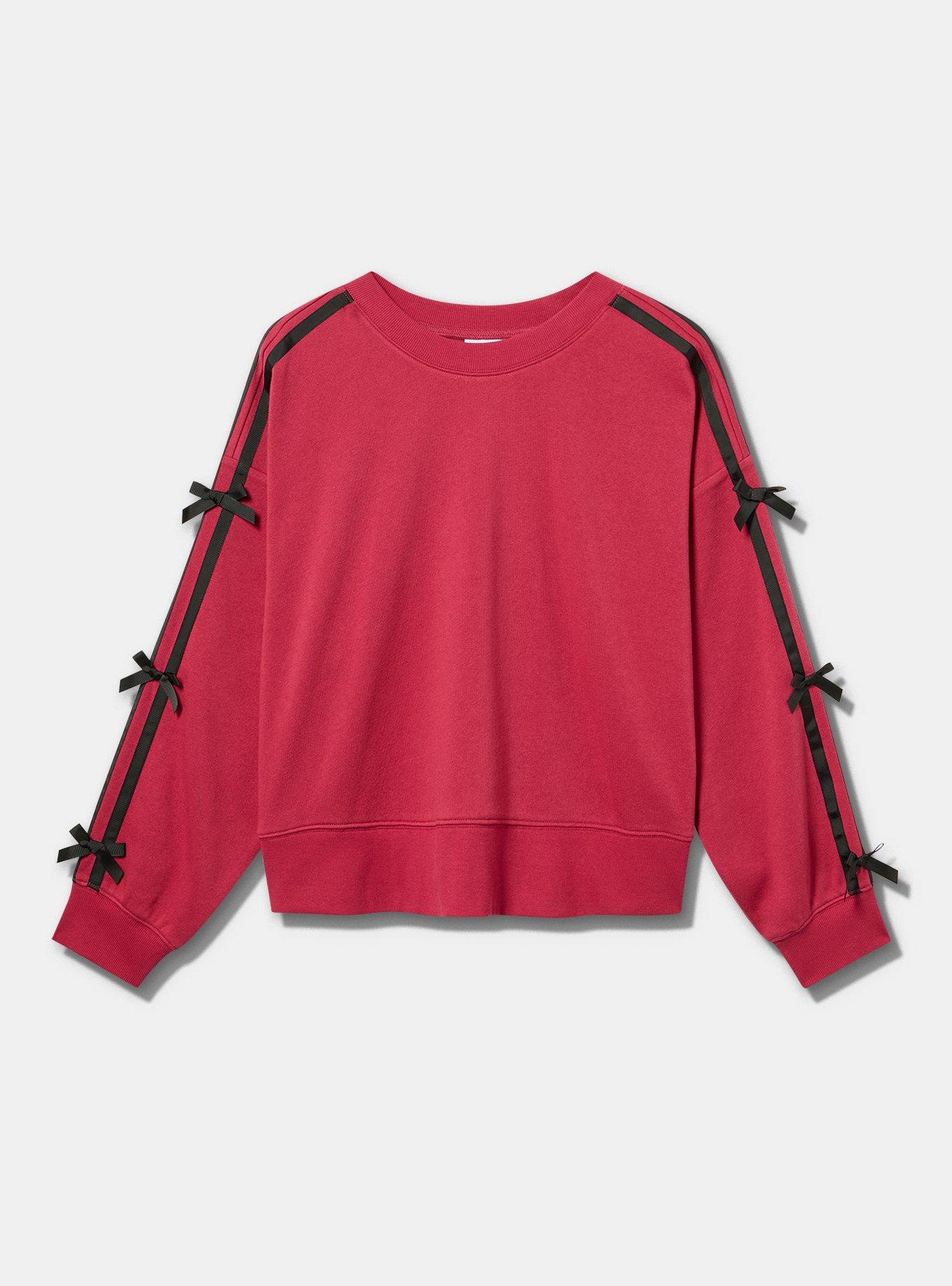 LoveSick Cropped Bow Sweatshirt, RED BUD, flat