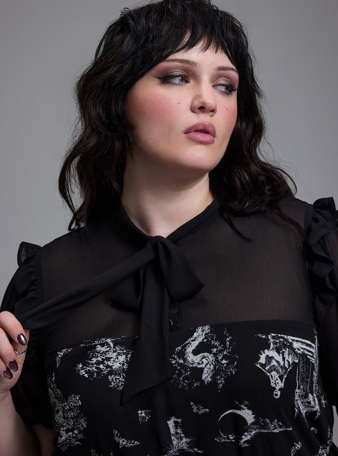Nightfall Bow Babydoll Mini Dress, HAUNTED TOILE DEEP BLACK, alternate