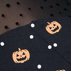 Retro Chic Collared Illusion Sweetheart Midi Dress, PUMPKIN DOTS DEEP BLACK, swatch