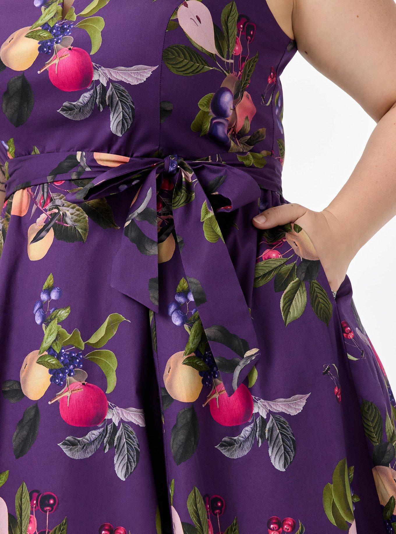 Retro Chic Notch Neck Tank Dress, FALL FRUIT BASKET PURPLE, alternate