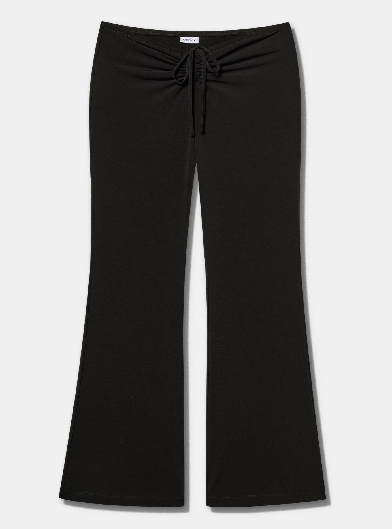 LoveSick Drawstring V-Front Flare Pant, DEEP BLACK, flat