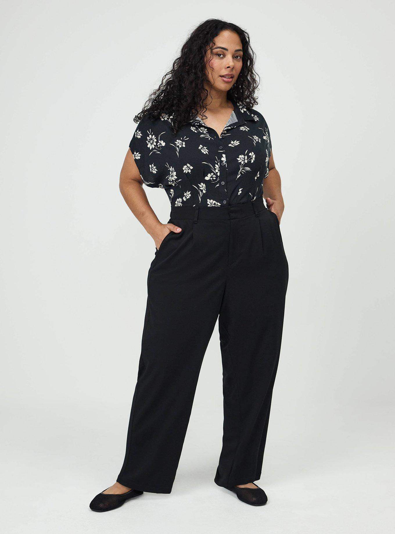 Trouser Straight High-Rise Pant, DEEP BLACK, hi-res