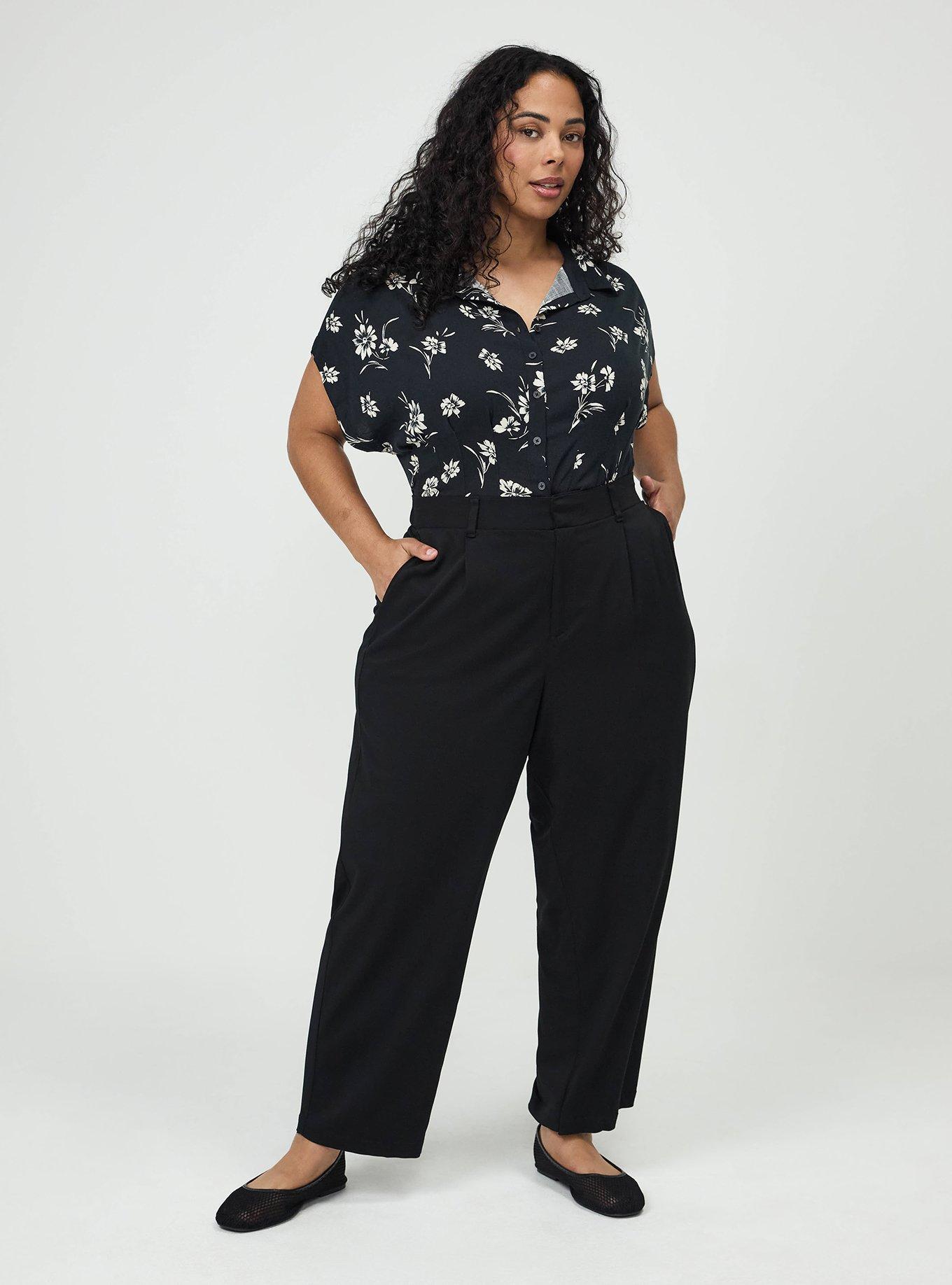Trouser Straight High-Rise Pant, DEEP BLACK, hi-res