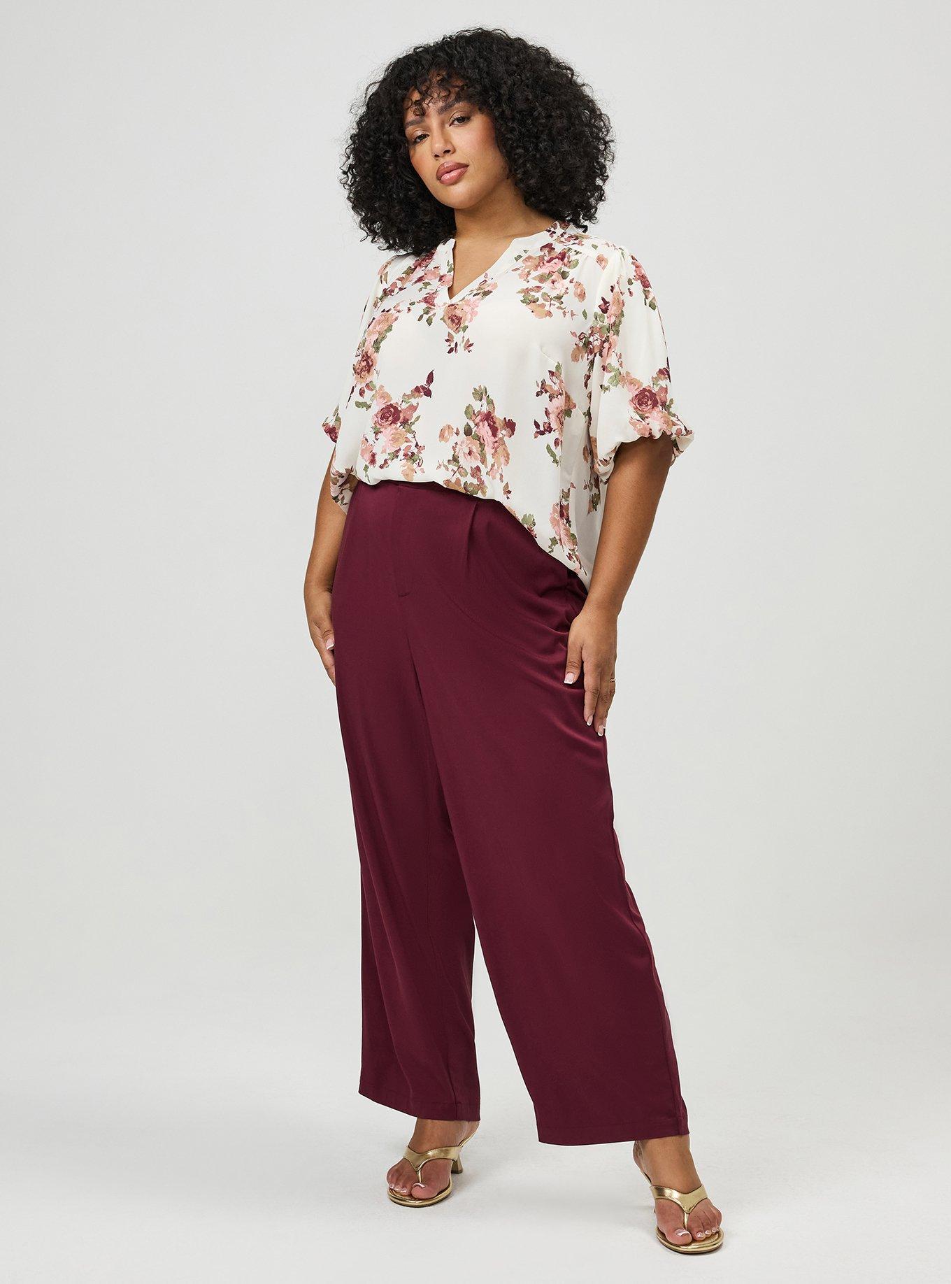 Trouser Straight High-Rise Pant, MAROON BANNER, alternate