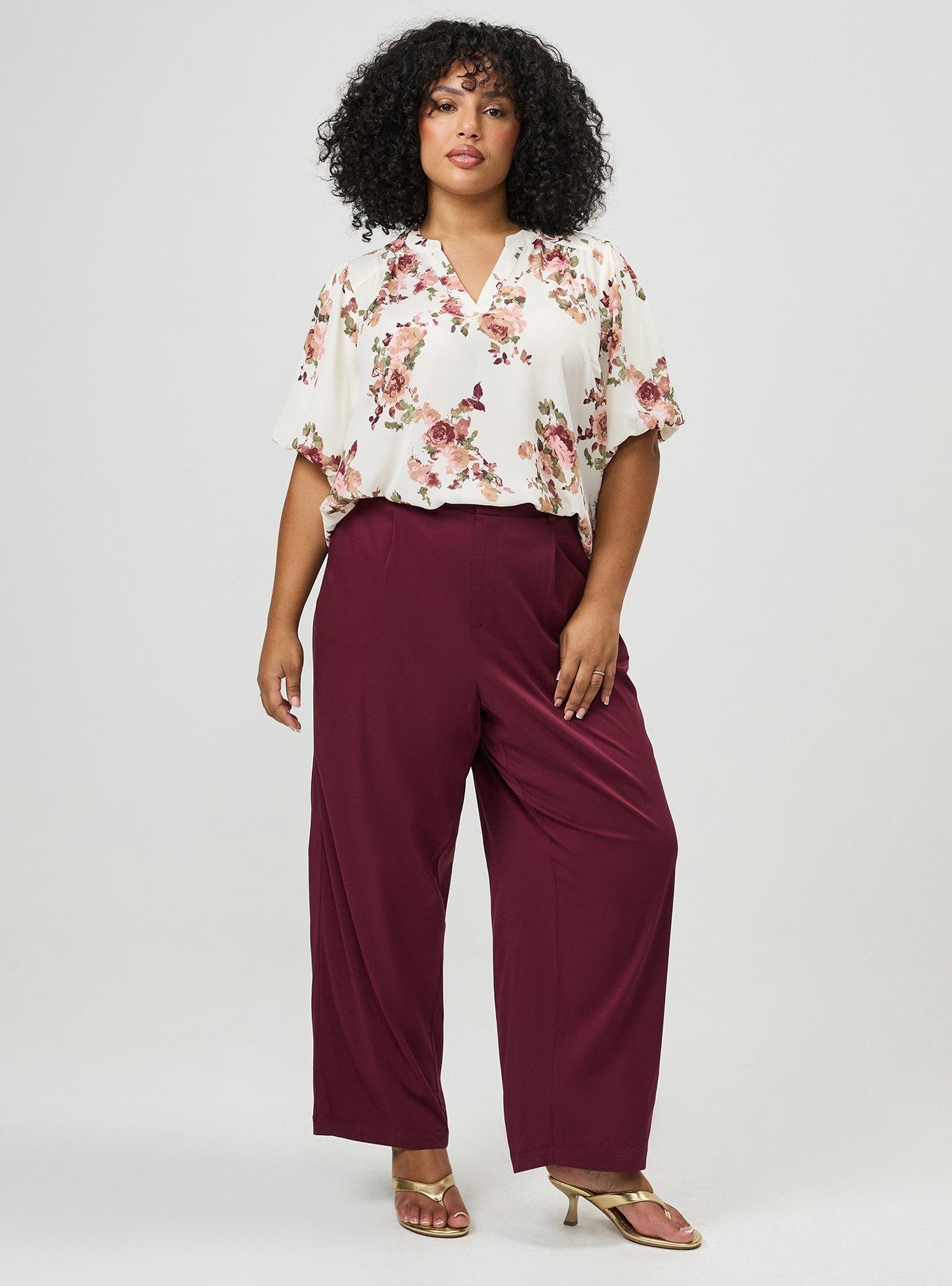 Trouser Straight High-Rise Pant, MAROON BANNER, hi-res