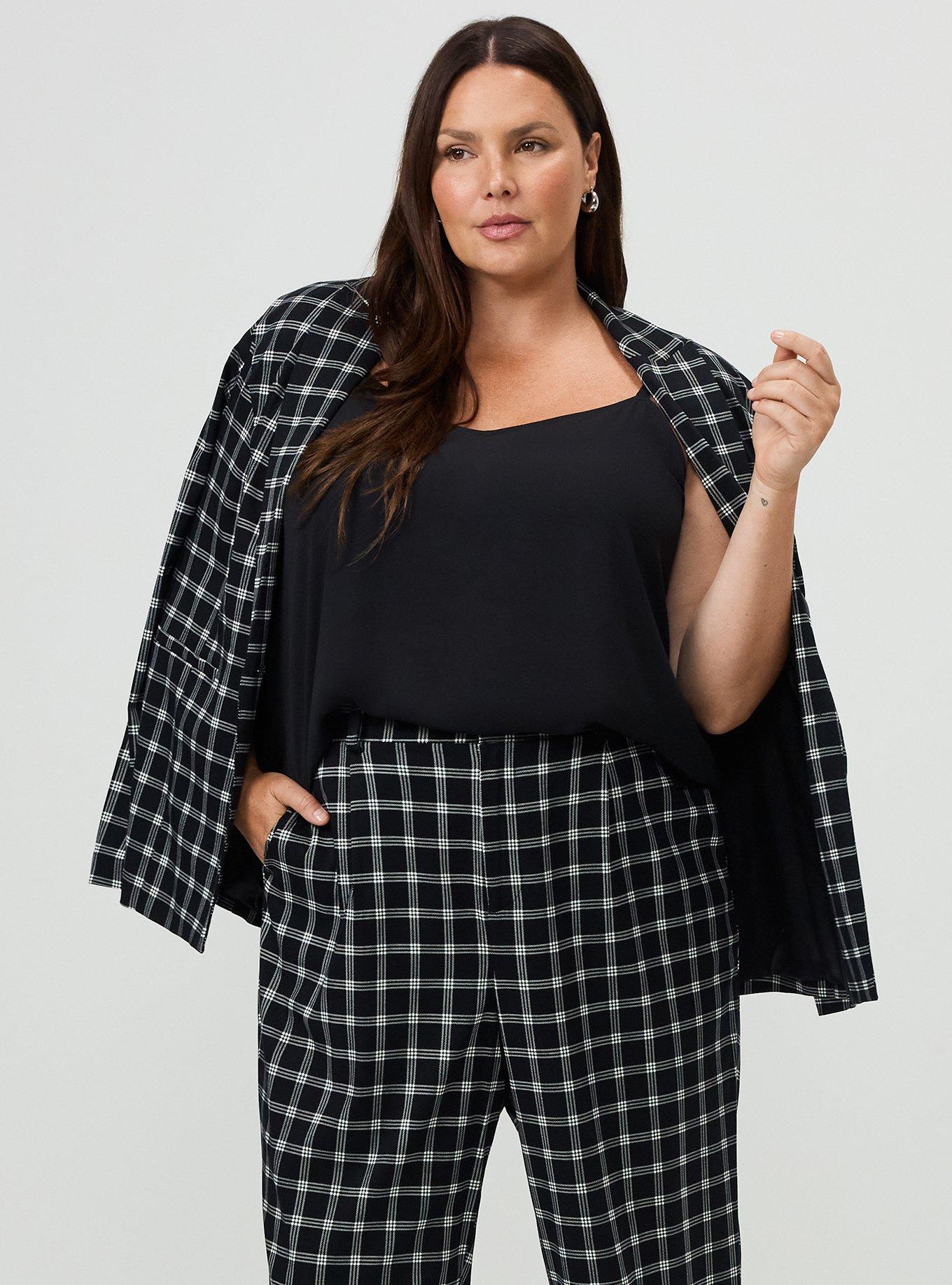 Trouser Straight High-Rise Pant, ISLA PLAID DEEP BLACK, alternate