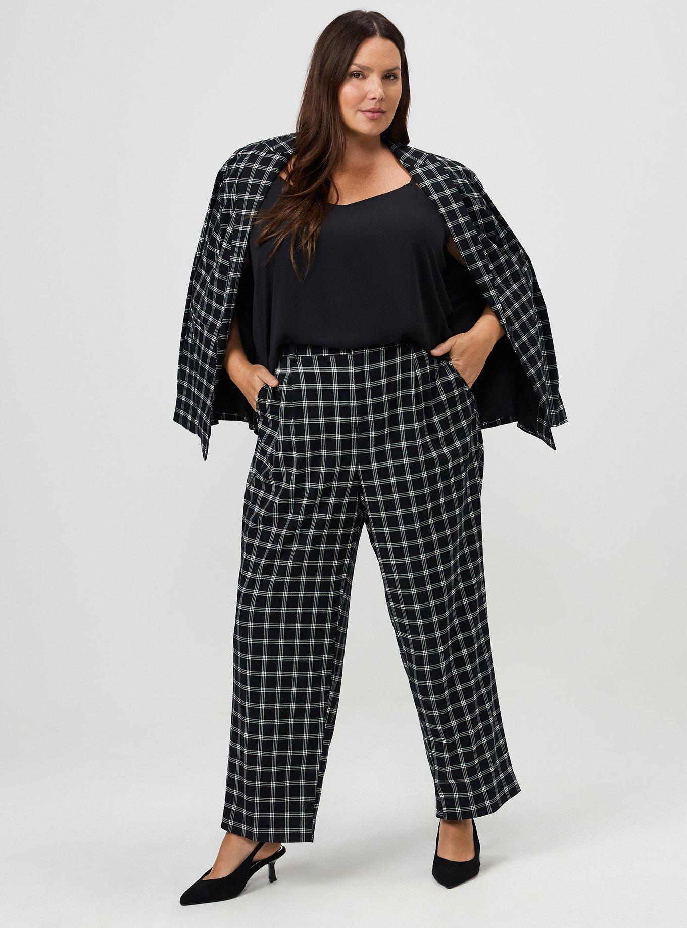 Trouser Straight High-Rise Pant, ISLA PLAID DEEP BLACK, alternate