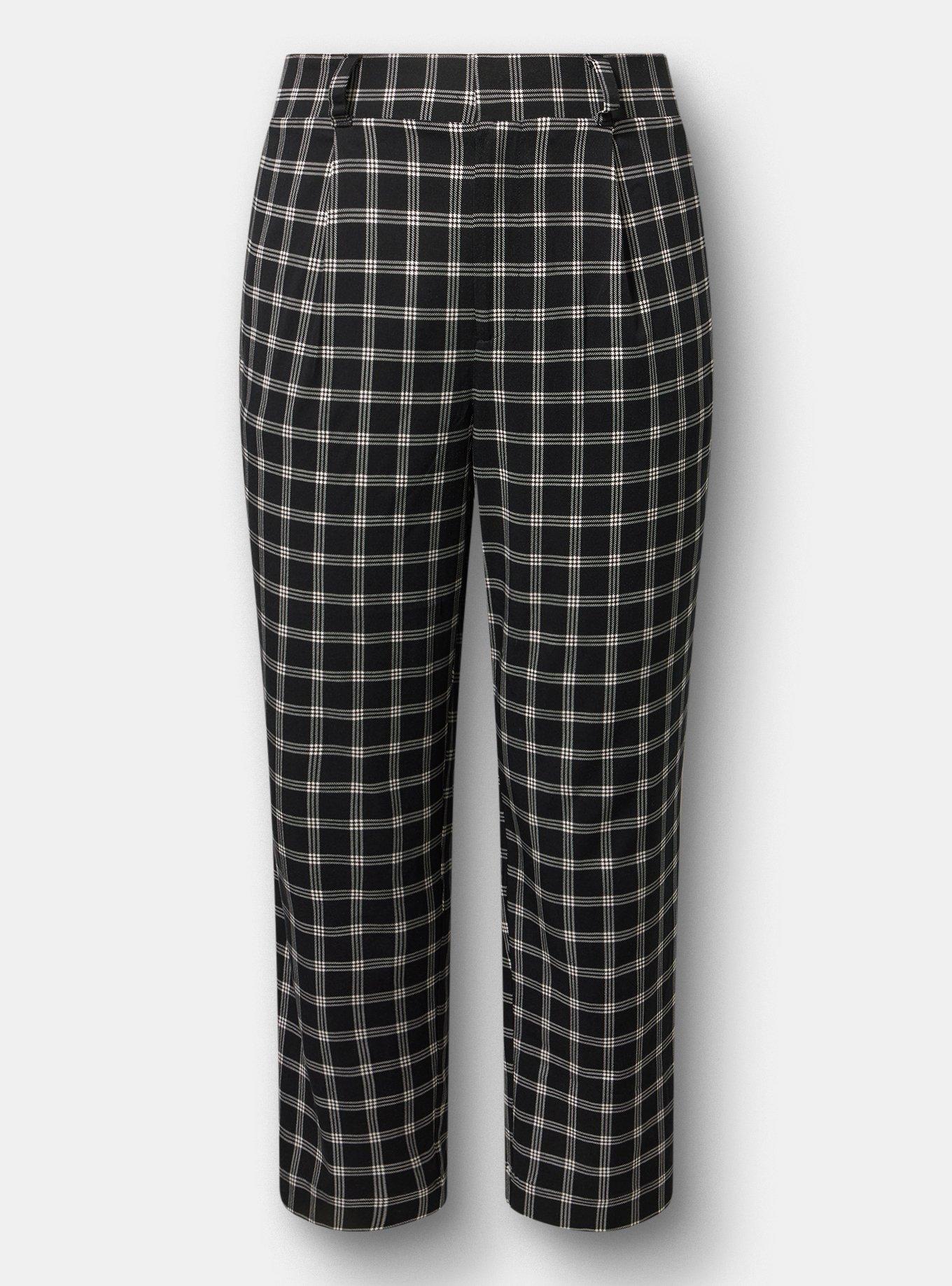 Trouser Straight High-Rise Pant, ISLA PLAID DEEP BLACK, flat