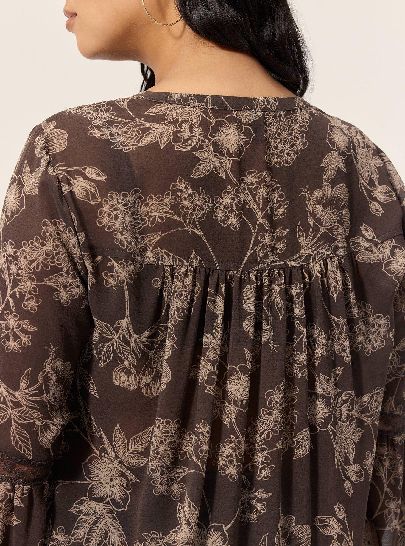 Festi Inset Trim Tunic, WOODROW FLORAL BROWN, alternate
