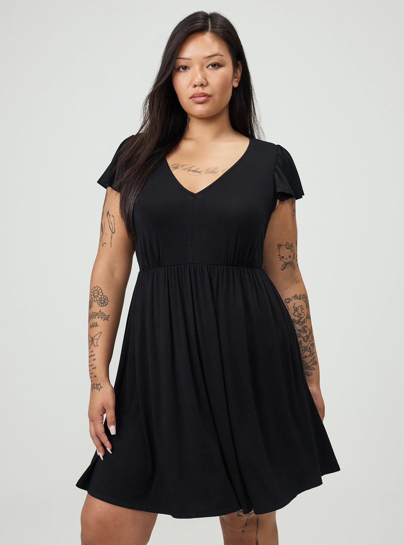 V-Neck Super Soft Mini Dress, DEEP BLACK, alternate