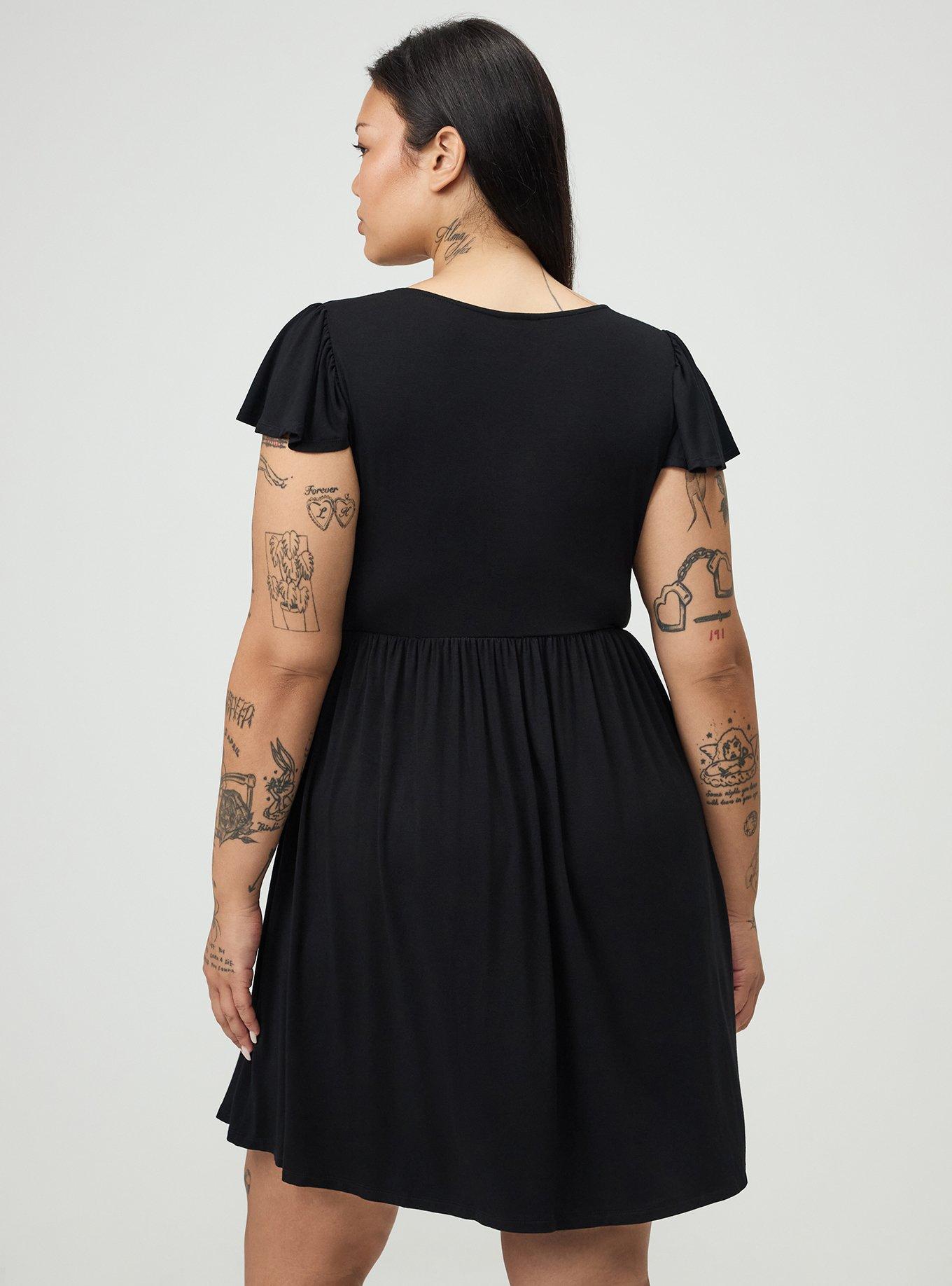 V-Neck Super Soft Mini Dress, DEEP BLACK, alternate