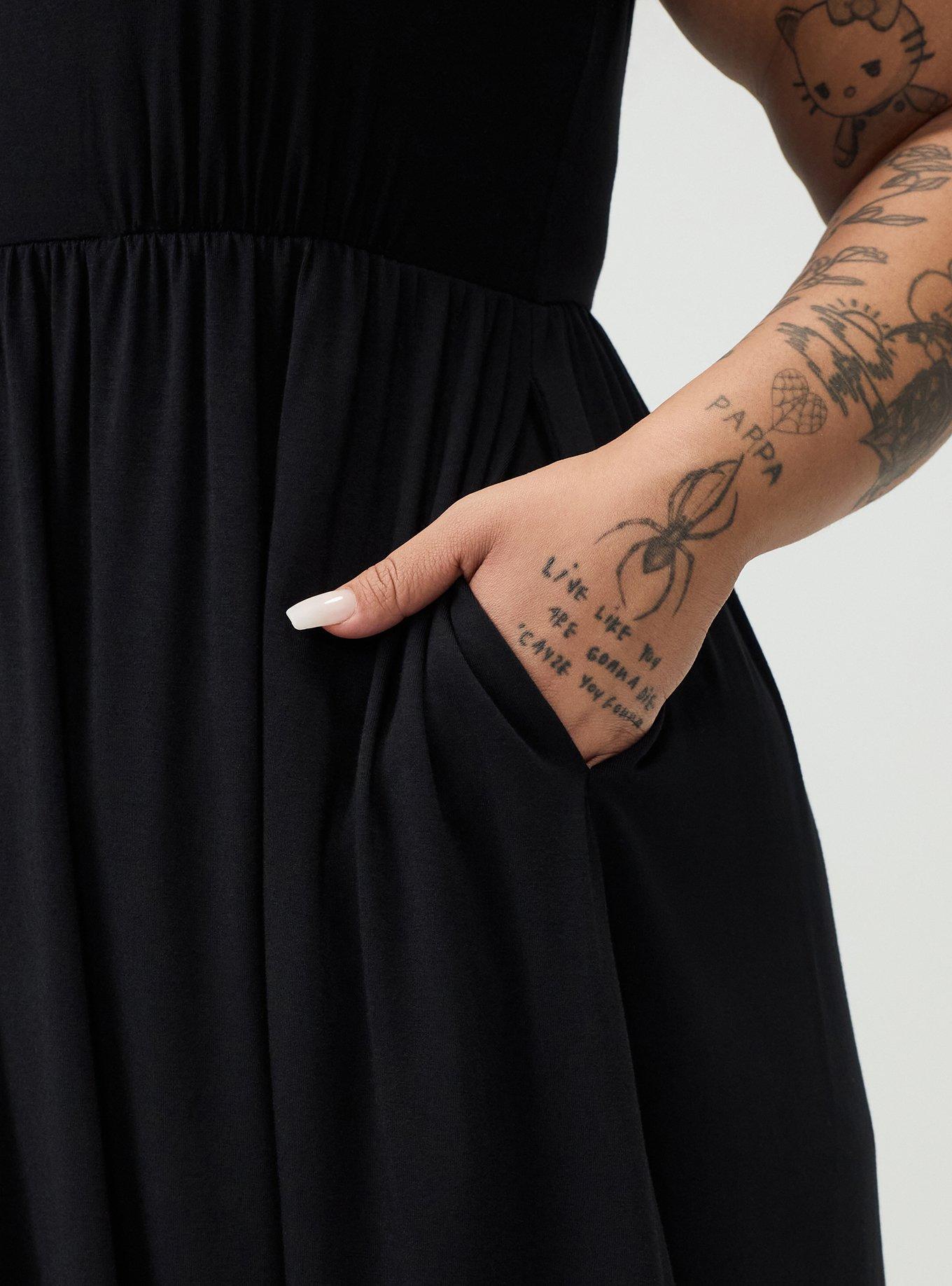 V-Neck Super Soft Mini Dress, DEEP BLACK, alternate