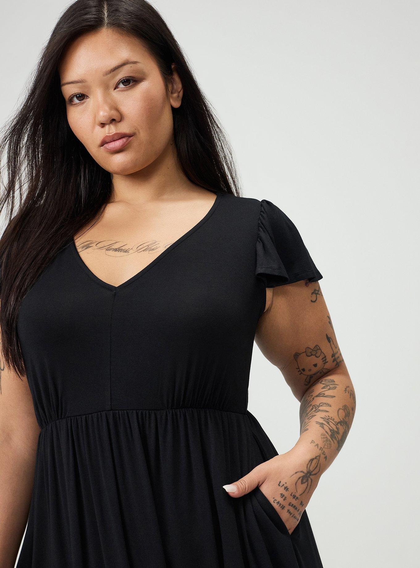 womens skater dress size 16 BooHoo Plus Womens Satin Balloon Sleeve Midi Skater Dress Black Size 16 New