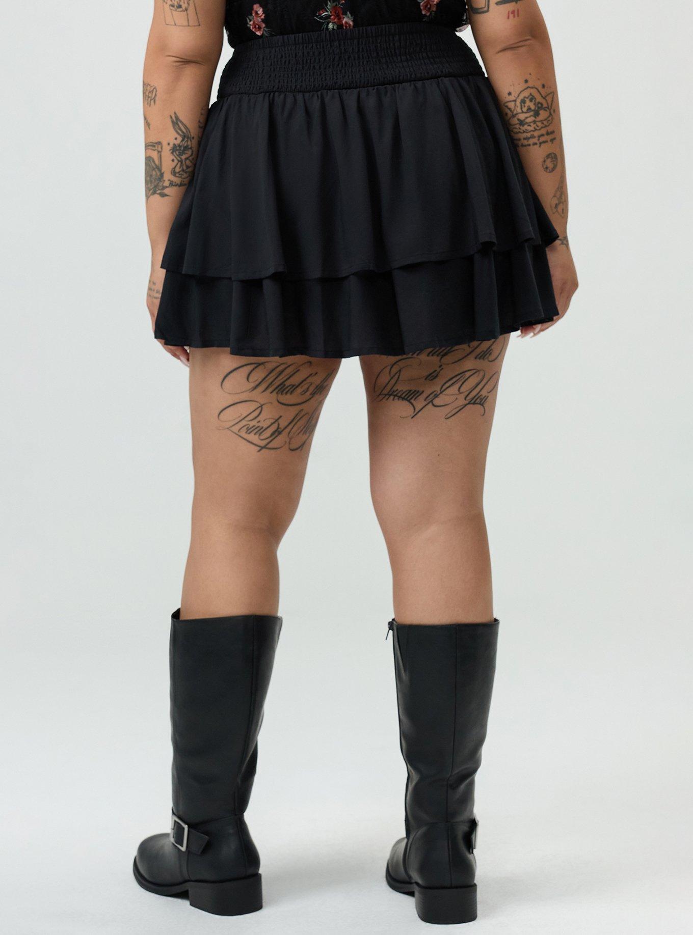 Smocked Tiered Skort, DEEP BLACK, alternate