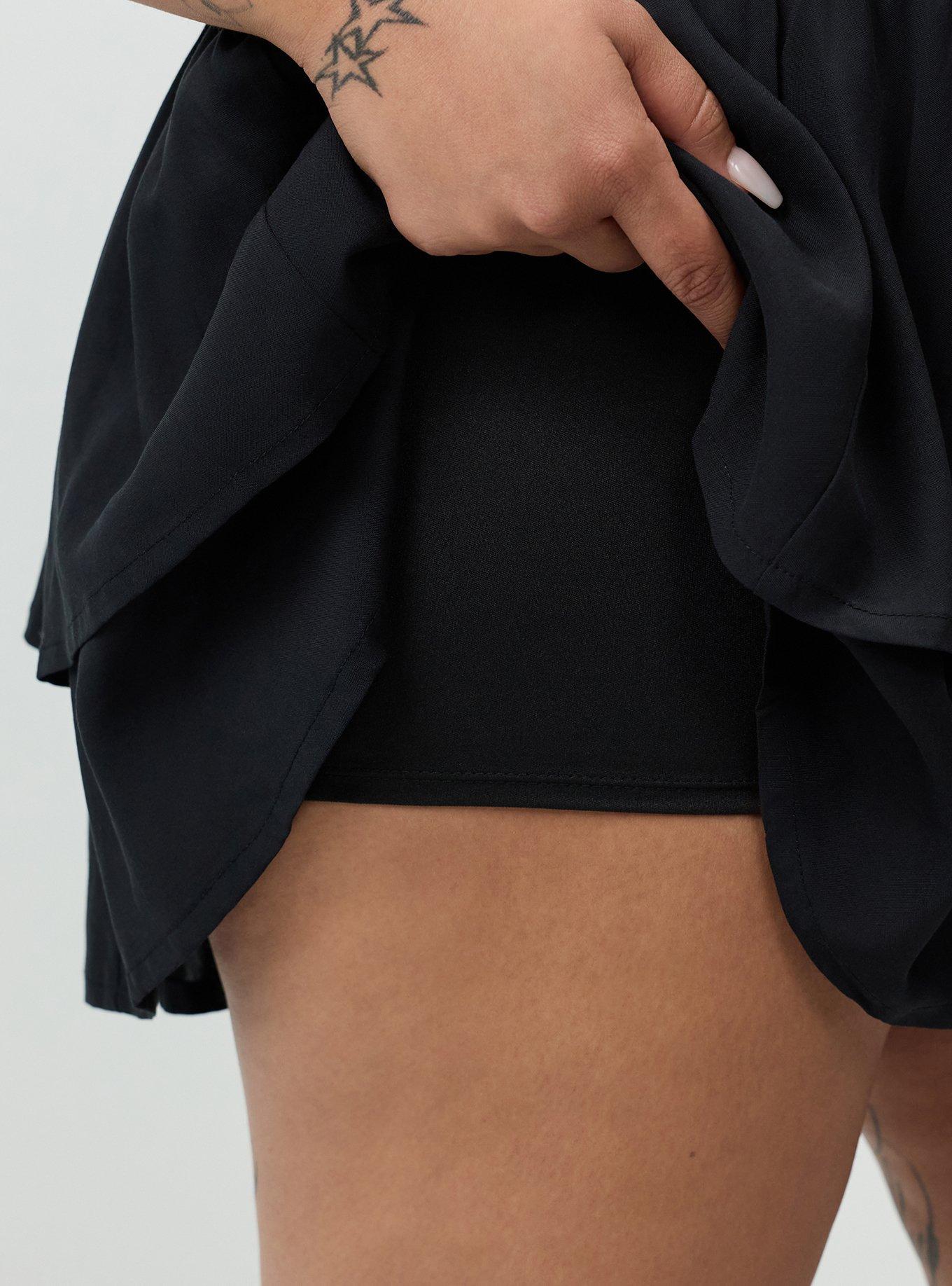 Smocked Tiered Skort, DEEP BLACK, alternate