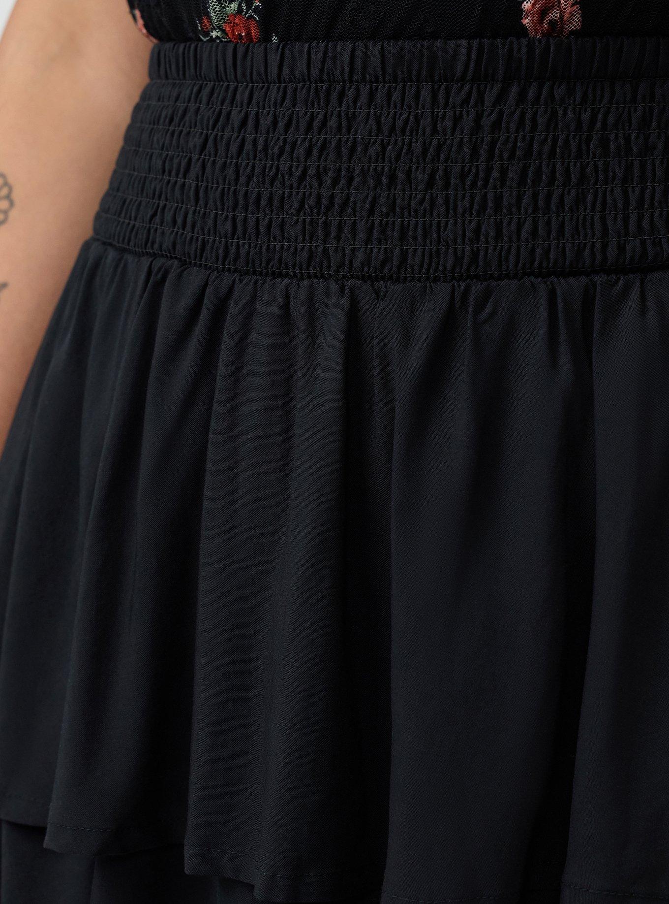 Smocked Tiered Skort, DEEP BLACK, alternate